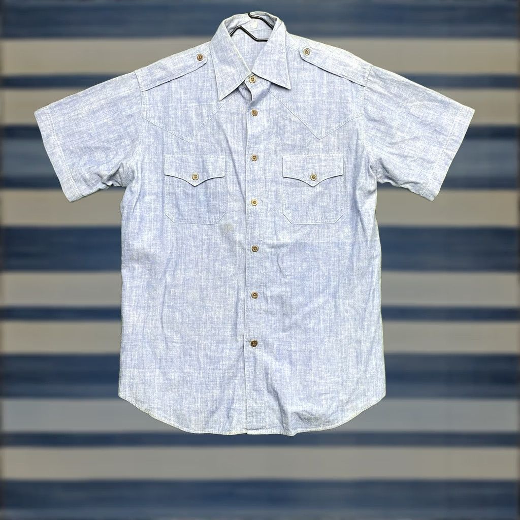 Vintage VINTAGE Helen Cerda Baja Shirt Mens M Blue Cotton Chambray Embroidered 50s 60s Retro Button-Up Collar Spread Size US M / EU 48-50 / 2 - 1 Thumbnail
