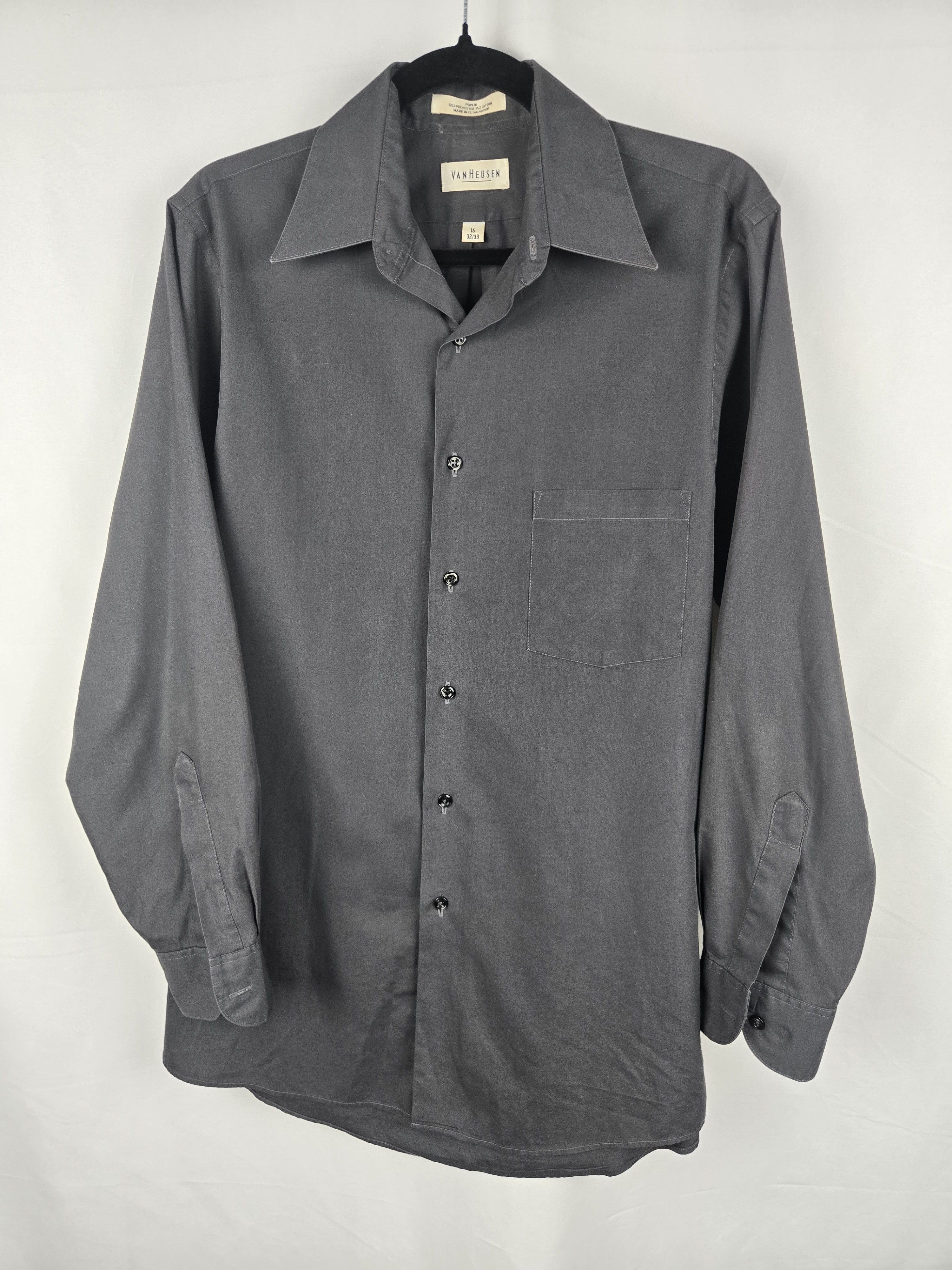 Van Heusen Van Heusen Classic Charcoal Grey Dress Shirt Size US M / EU 48-50 / 2 - 1 Thumbnail