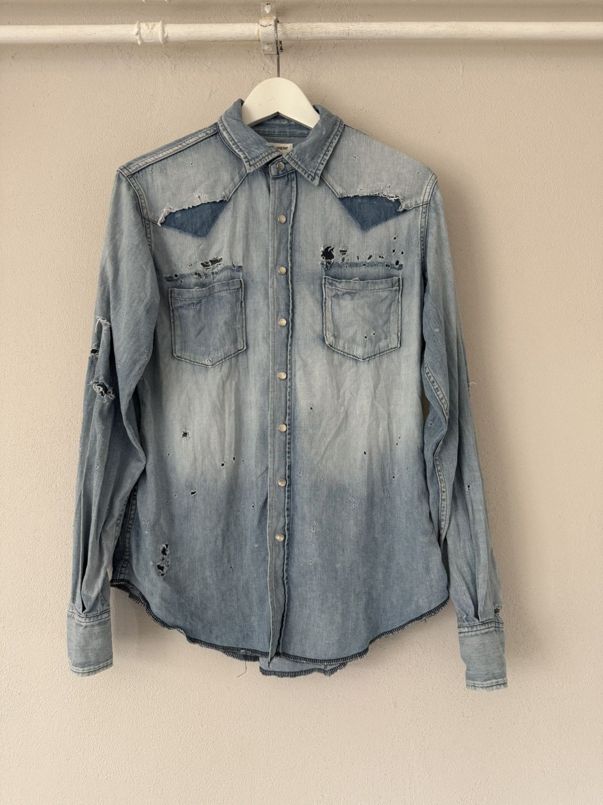 Distressed Western Denim Shirt