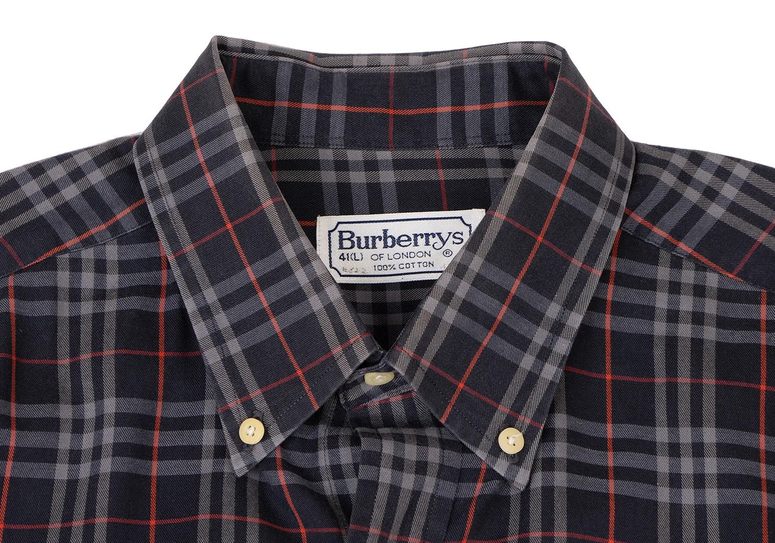 Burberry Cotton Button-Down Check Shirt in Navy Gray Red Size 41 Size US M / EU 48-50 / 2 - 3 Thumbnail