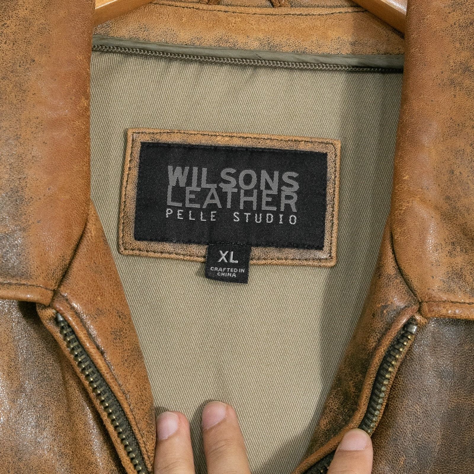 Wilsons Leather Vintage Wilsons Leather Brown Leather Jacket Mens XL Patina Size US XL / EU 56 / 4 - 6 Thumbnail