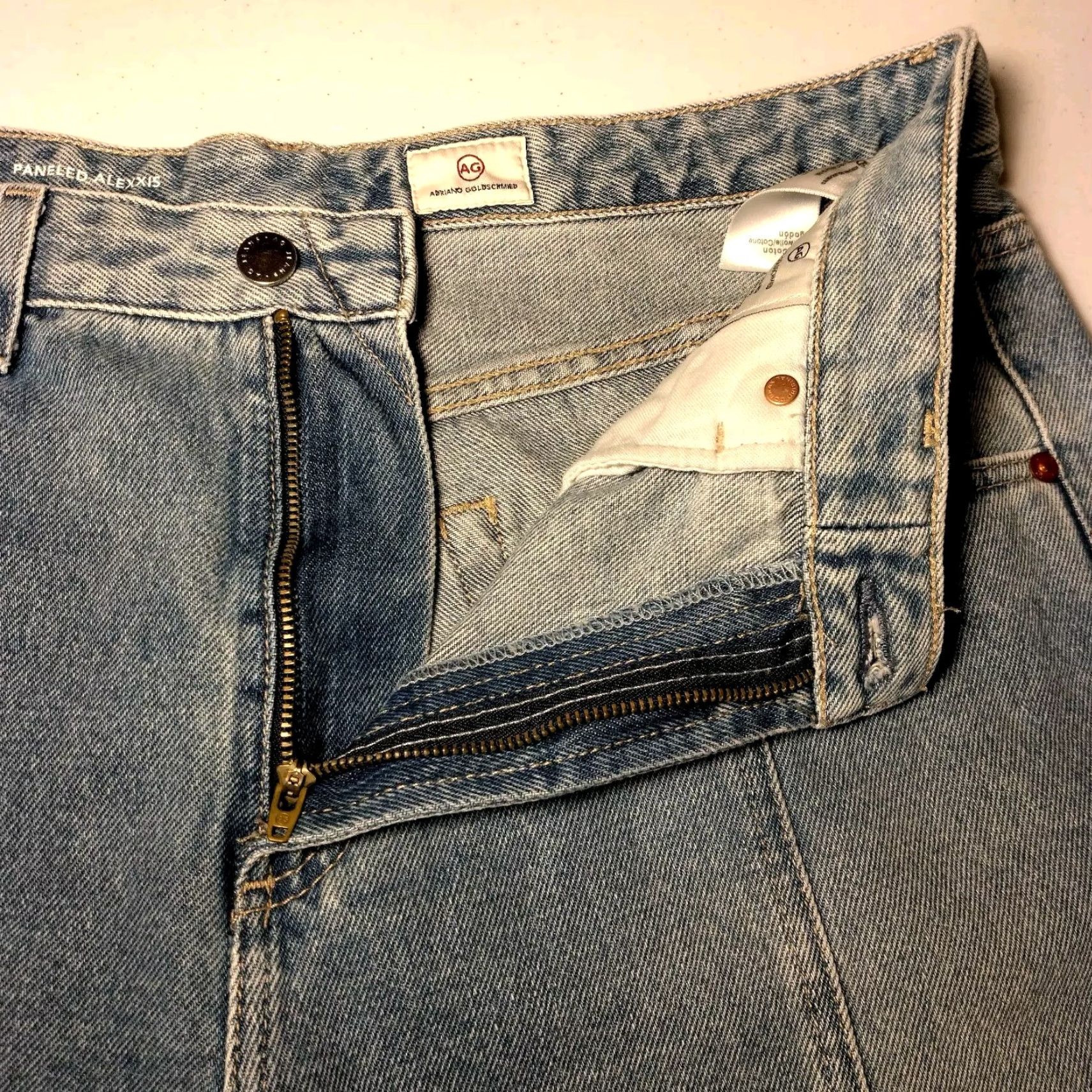 ALEXIS VINTAGE AG Adriano Goldschmied Jeans Paneled Alexxis Straight Women 32 Light Blue Denim Size 24" / US 00 / IT 34 - 7 Thumbnail