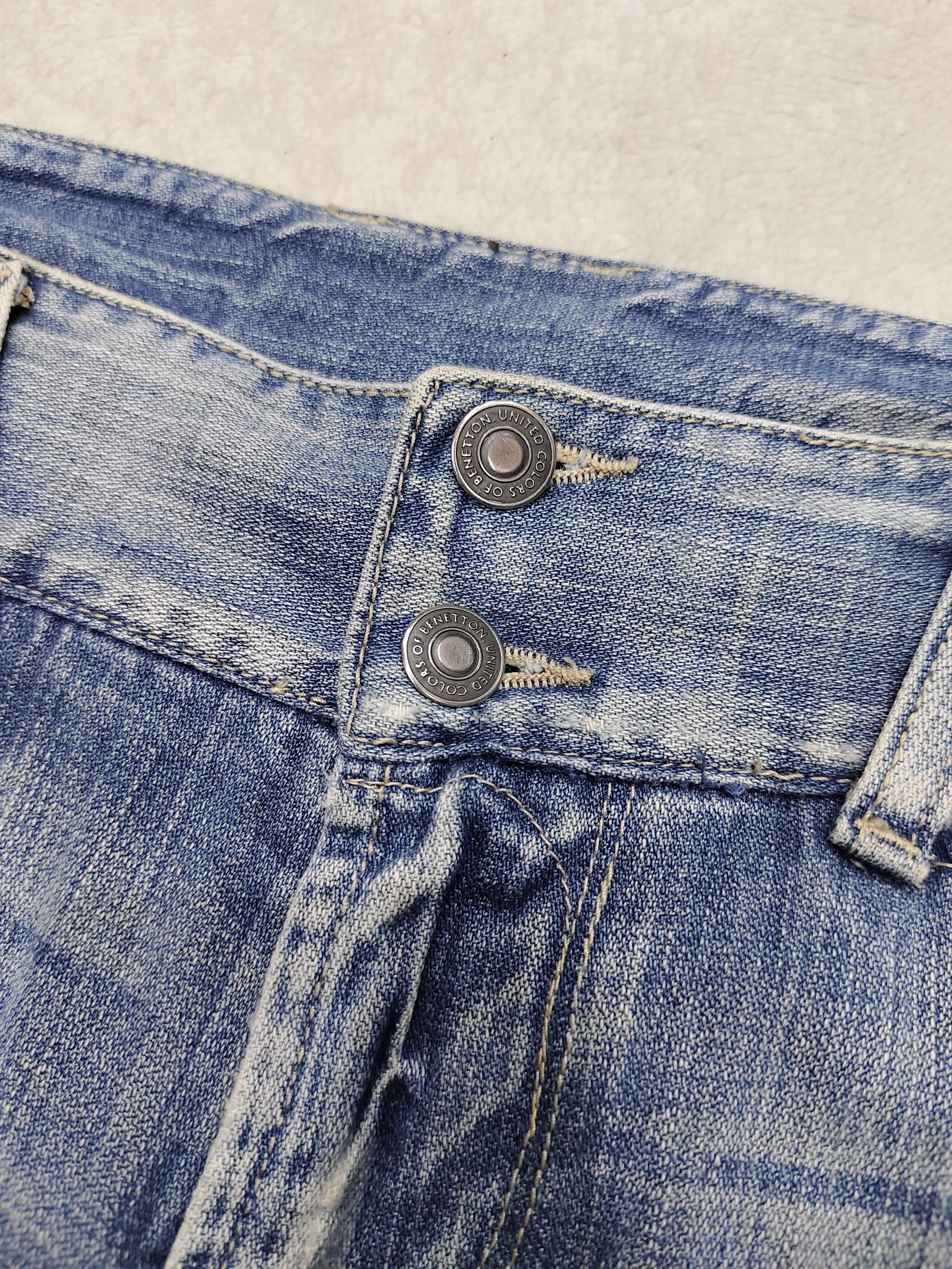 United Colors Of Benetton 90s United Colors of Benetton Y2K Straight Wash Jeans Size 34" / US 12 / IT 48 - 5 Thumbnail