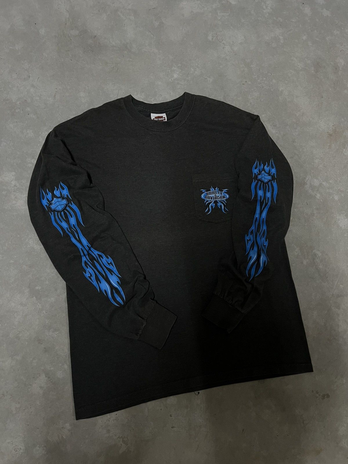 Harley Davidson Harley Davidson Blue Flame Long Sleeve Size US M / EU 48-50 / 2 - 2 Thumbnail