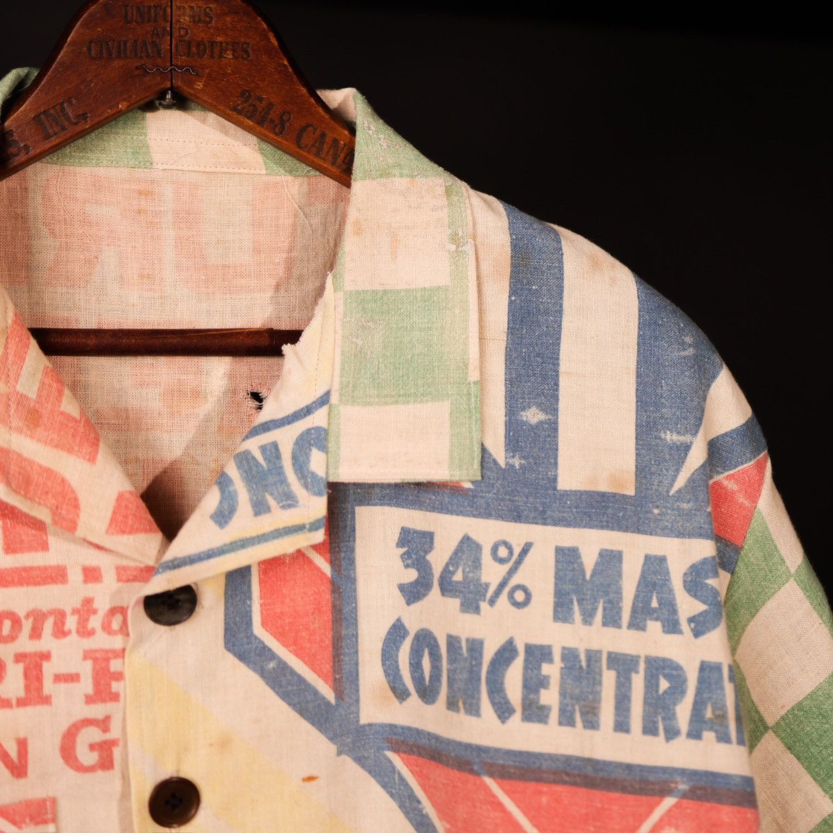 Handmade Antique Feedsack Handmade Boxy Camp Collar Bode Thrashed Size US M / EU 48-50 / 2 - 5 Thumbnail
