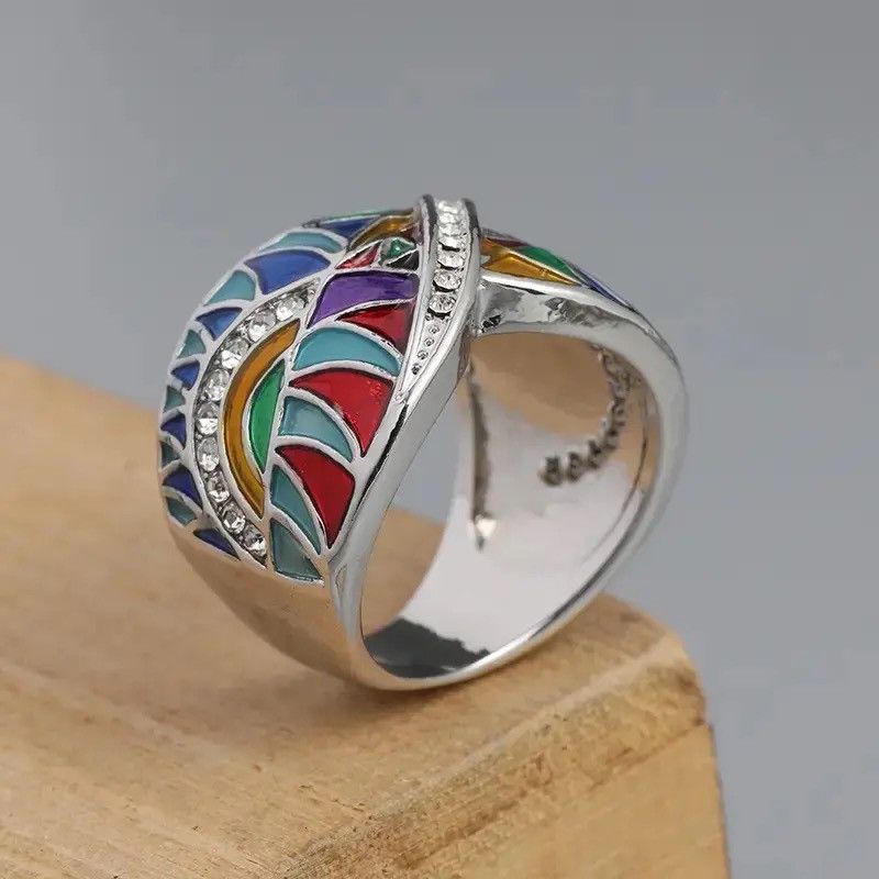 Japanese Brand × Jewelry × Vintage Creative Handmade Enamel Inlaid Stone Ring Size ONE SIZE - 4 Thumbnail