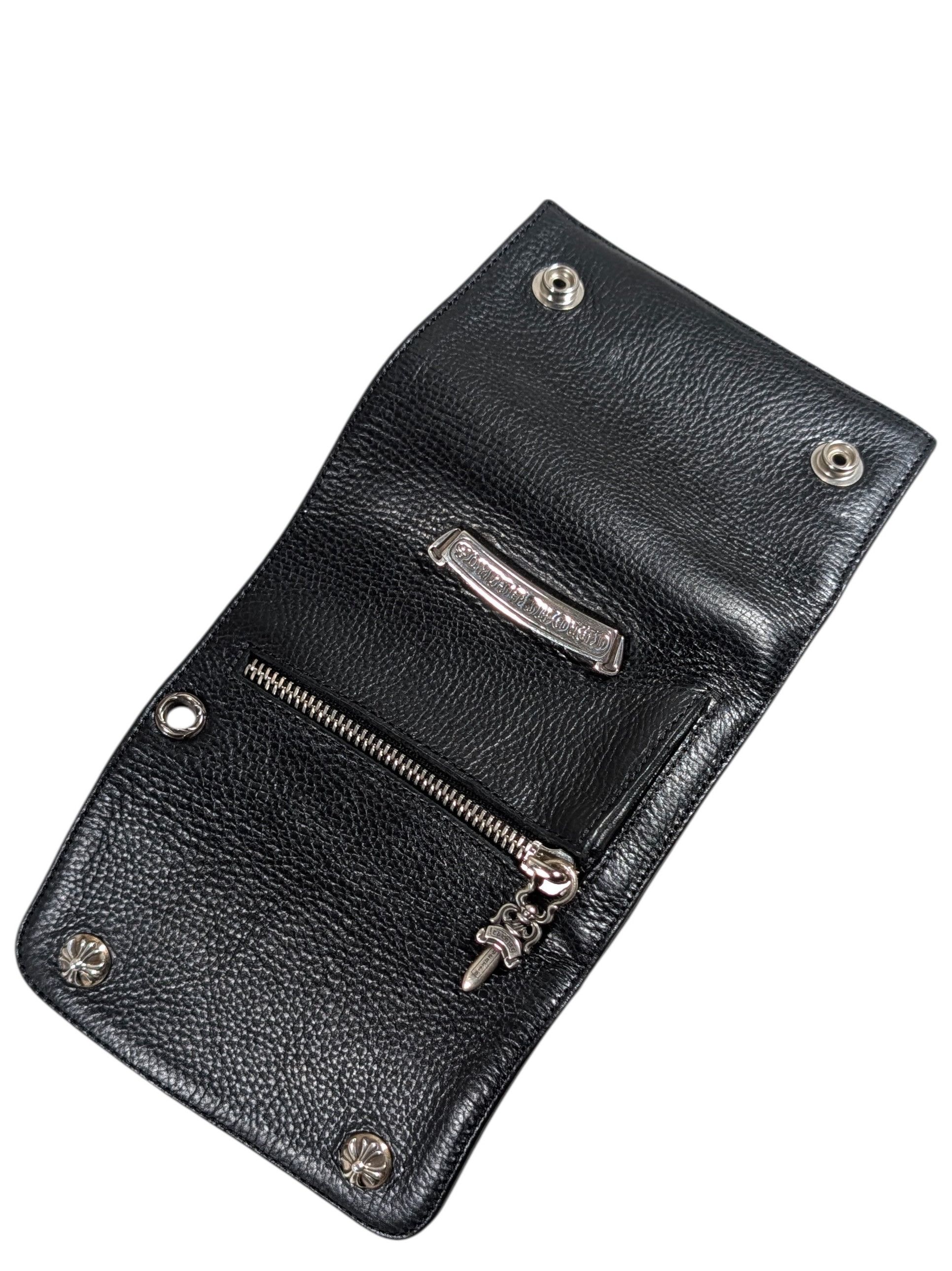 Chrome Hearts Wave Mini Wallet Zipper Dagger Black Leather Size ONE SIZE - 3 Thumbnail