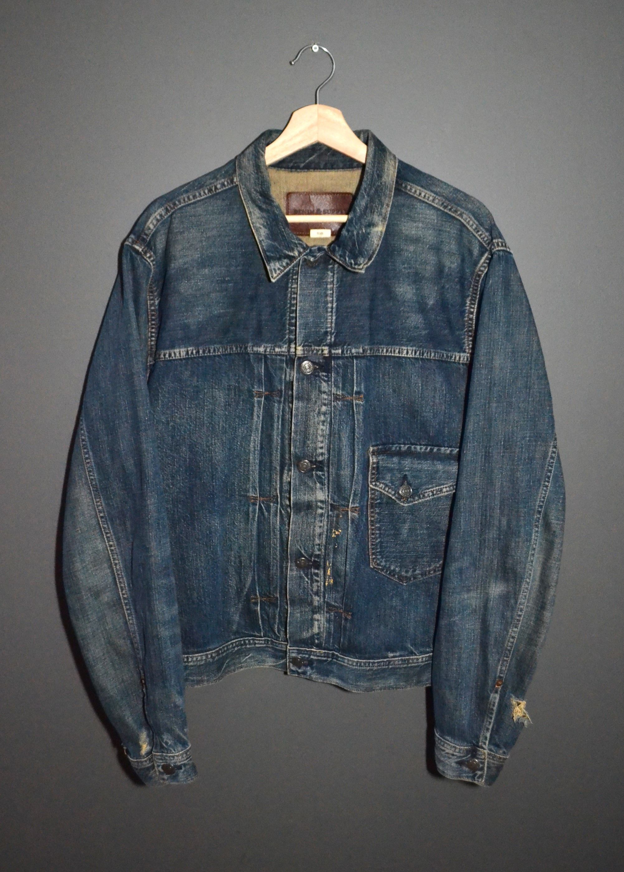 Polo Ralph Lauren Denim & Supply Flag Patch Denim Trucker Jacket Sz M Blue  $228
