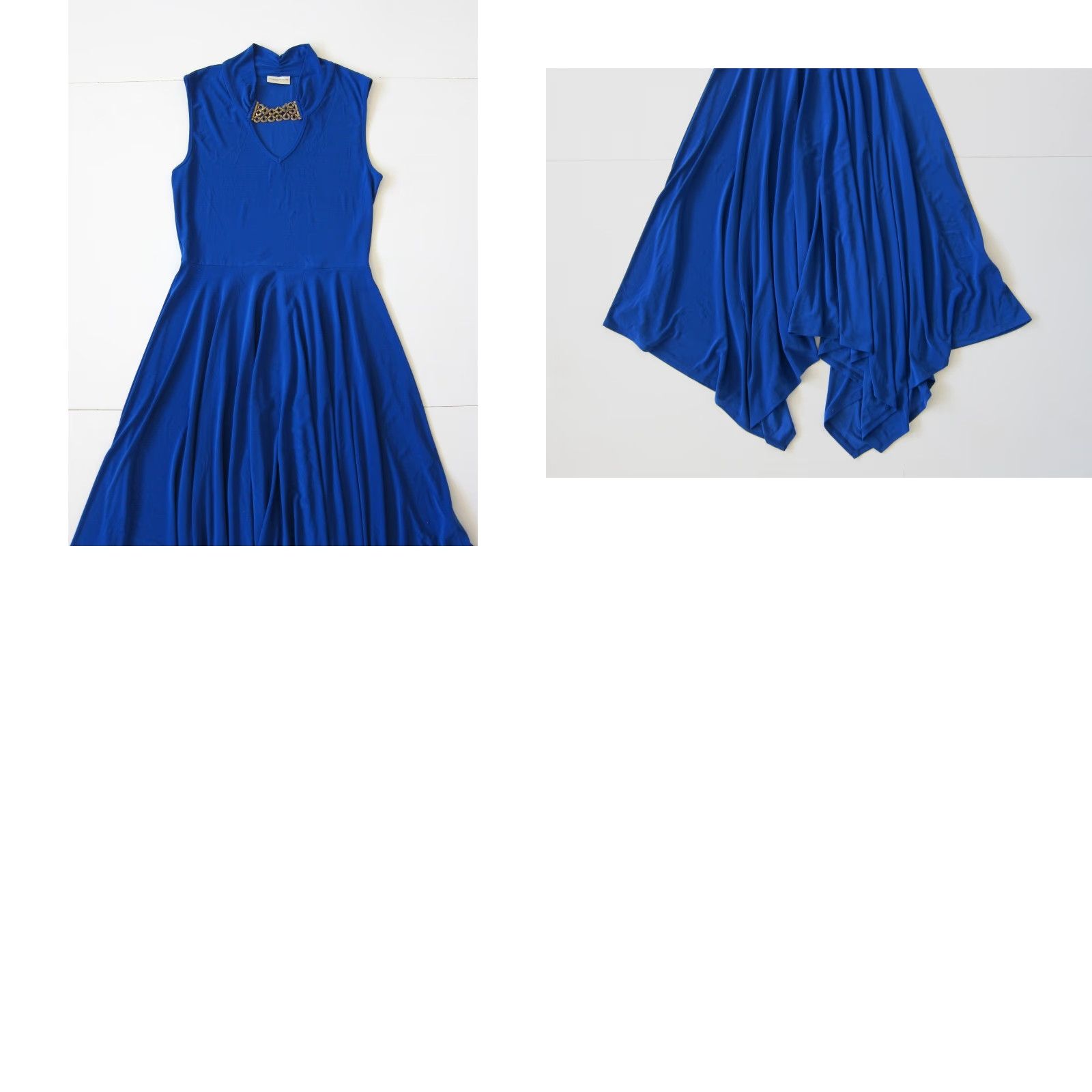 Vintage VINTAGE Perseption Concept Blue Stretch Gold Mock Neck Sleeveless Maxi Dress Small Size S / US 4 / IT 40 - 8 Thumbnail