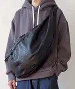 Japanese Brand Fashion Hiphop pu leather sling side bag belt bag fanny pack Size ONE SIZE - 2 Thumbnail