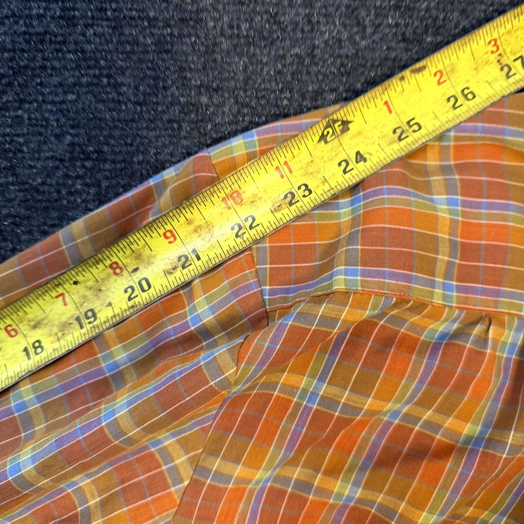 Vintage Vintage Amy Barr Button-Up Shirt Womens 10 Orange Plaid Long Sleeve Lightweight T1823 Size L / US 10 / IT 46 - 6 Thumbnail