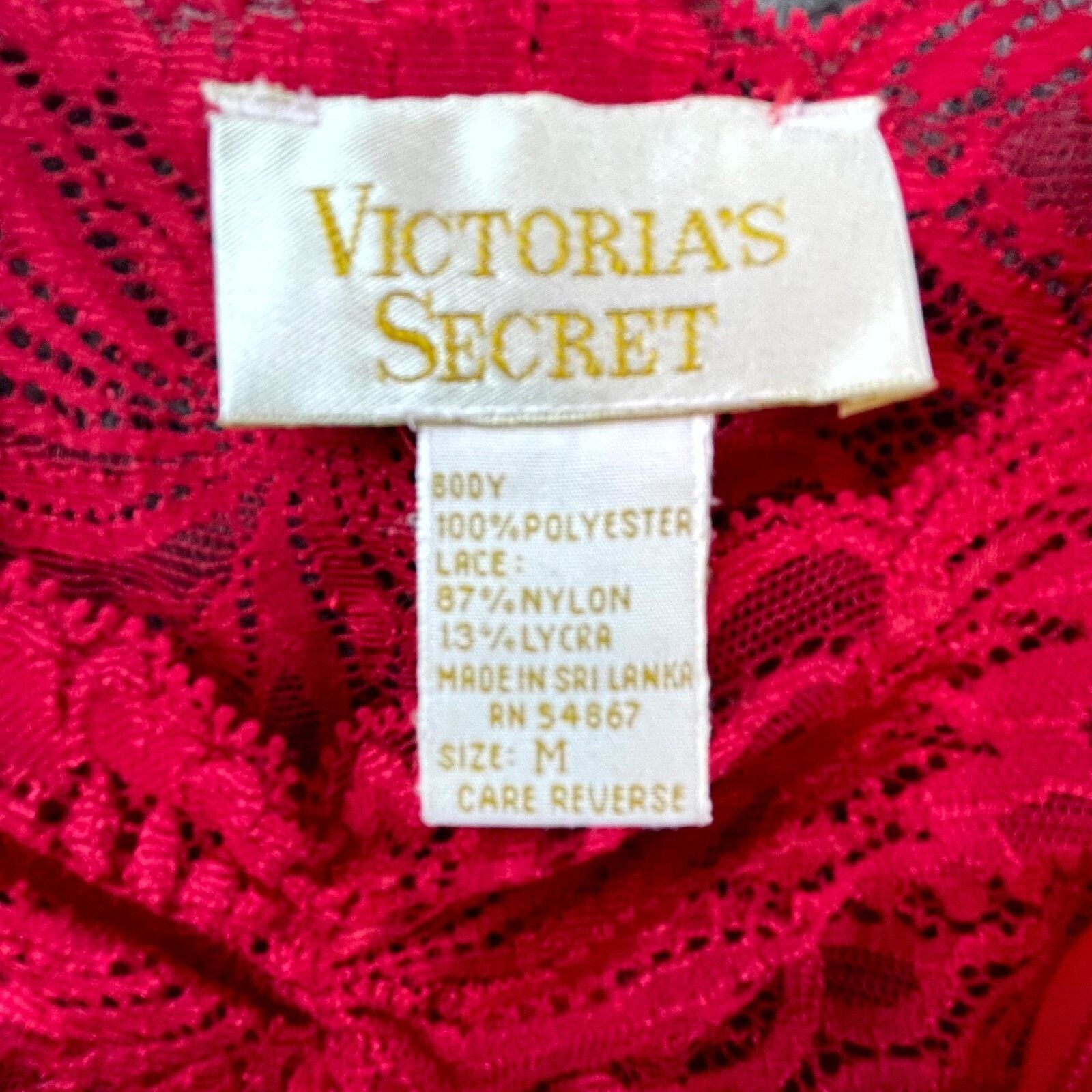 Victoria's Secret Vintage Victorias Secret Lingerie Med Red Babydoll Lace Bow Size ONE SIZE - 3 Thumbnail
