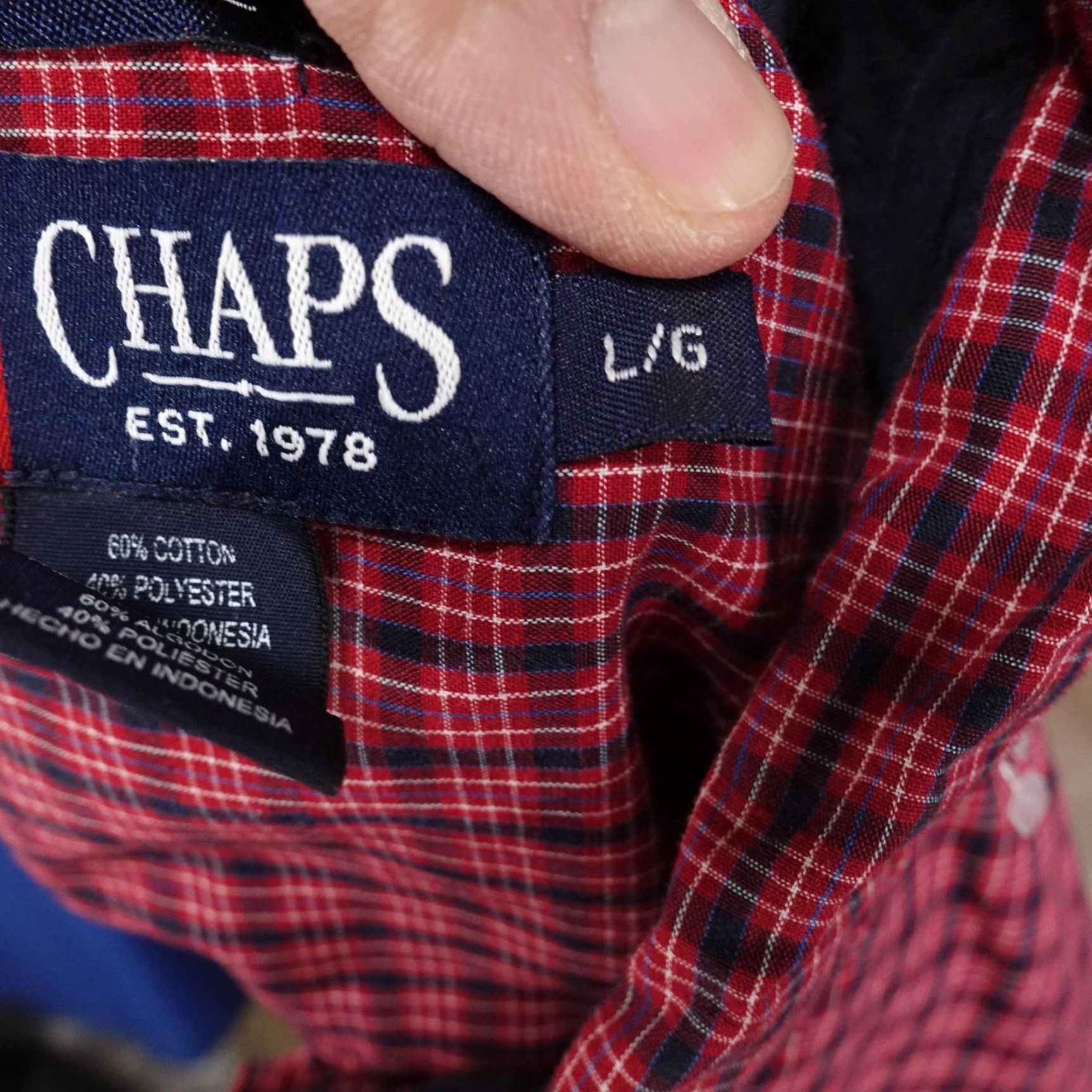 Chaps Chaps Shirt Mens Large Red Plaid Long Sleeve Button-Down Easy Care Casual Size US L / EU 52-54 / 3 - 7 Thumbnail