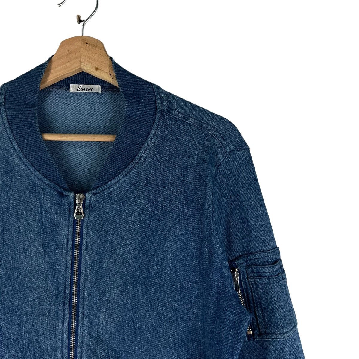 Japanese Brand 🔥VINTAGE DENIM BOMBER JACKET SUREVE ISSEY MIYAKE Size US S / EU 44-46 / 1 - 4 Thumbnail