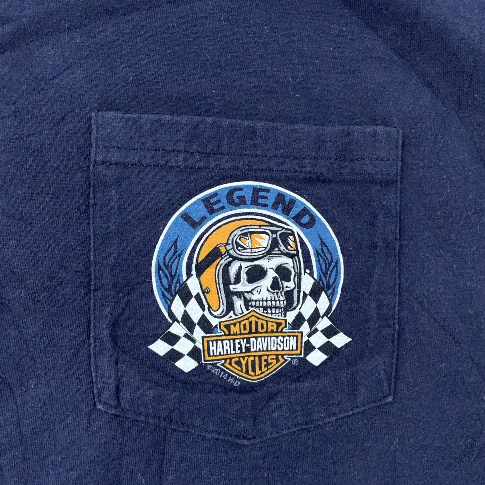 Harley Davidson Harley-Davidson Skull Pocket Shirt XL Blue Graphic Print Short Sleeve Crew Neck Men T-Shirt Sizing Pockets Vintage: No Size US XL / EU 56 / 4 - 5 Thumbnail