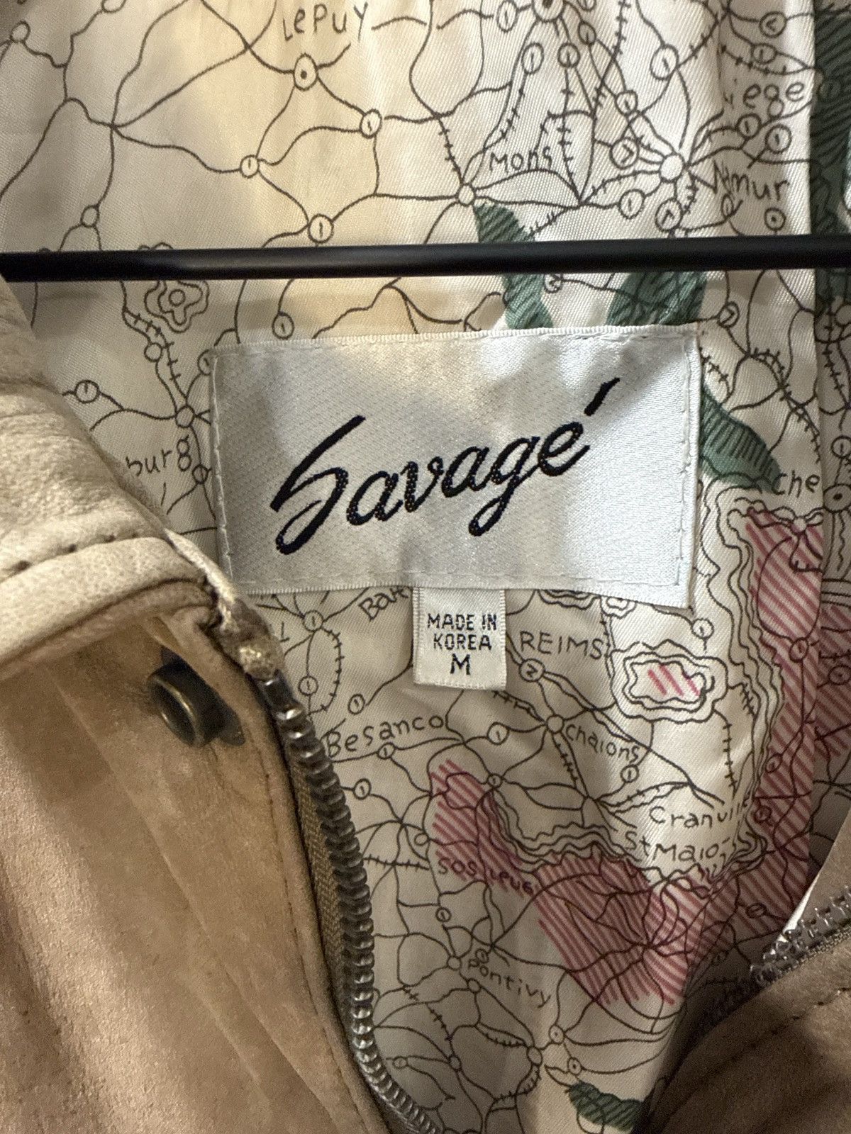 Vintage Vintage Savage Suede Leather Bomber Jacket Map Lining Size US M / EU 48-50 / 2 - 3 Thumbnail