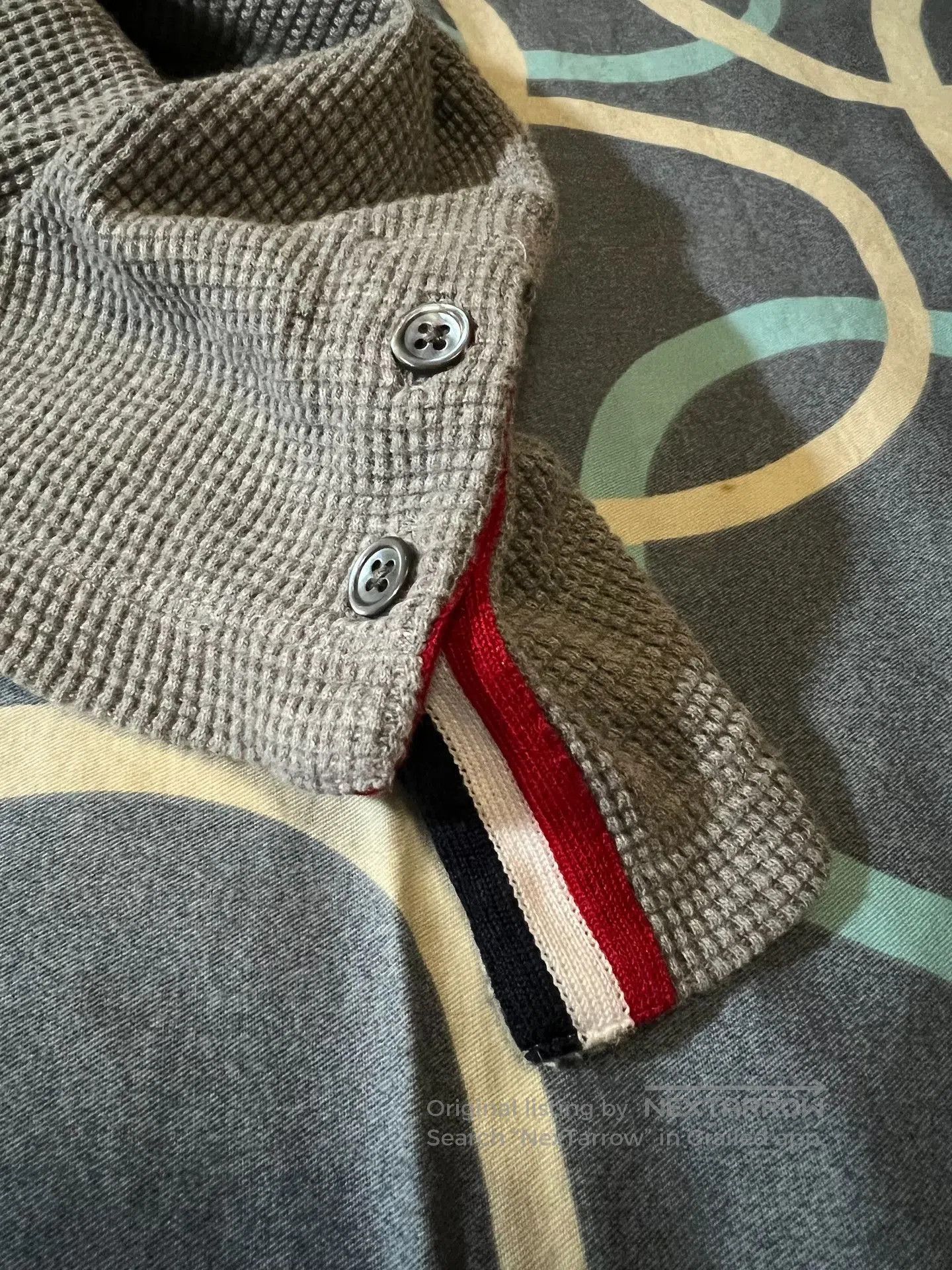 Thom Browne Thom Browne 4-Bar Waffle Henley Sweatshirt. Size US L / EU 52-54 / 3 - 6 Thumbnail