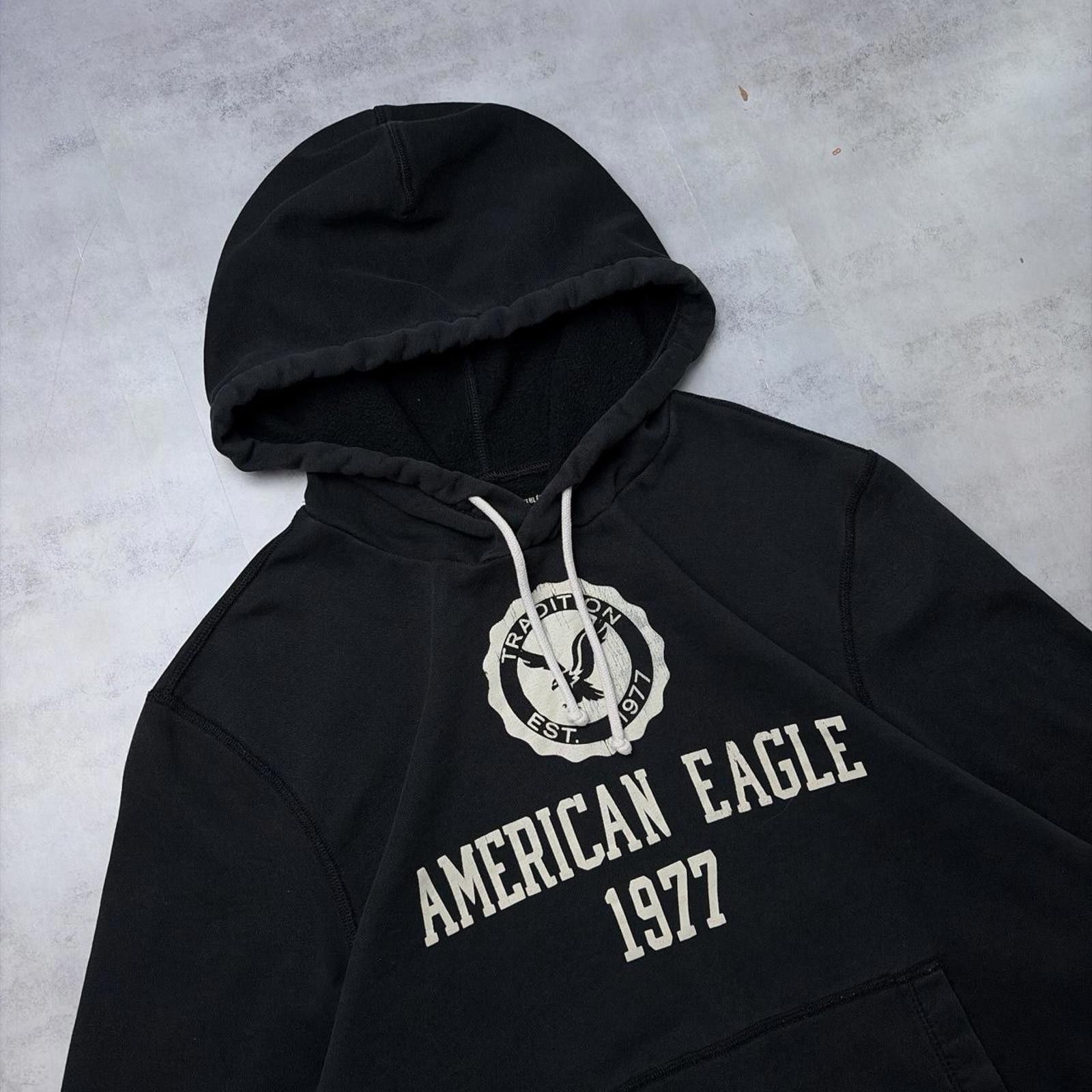 American Eagle Outfitters Y2K Black American Eagle Grunge Baggy Skater Hoodie Size US L / EU 52-54 / 3 - 5 Thumbnail
