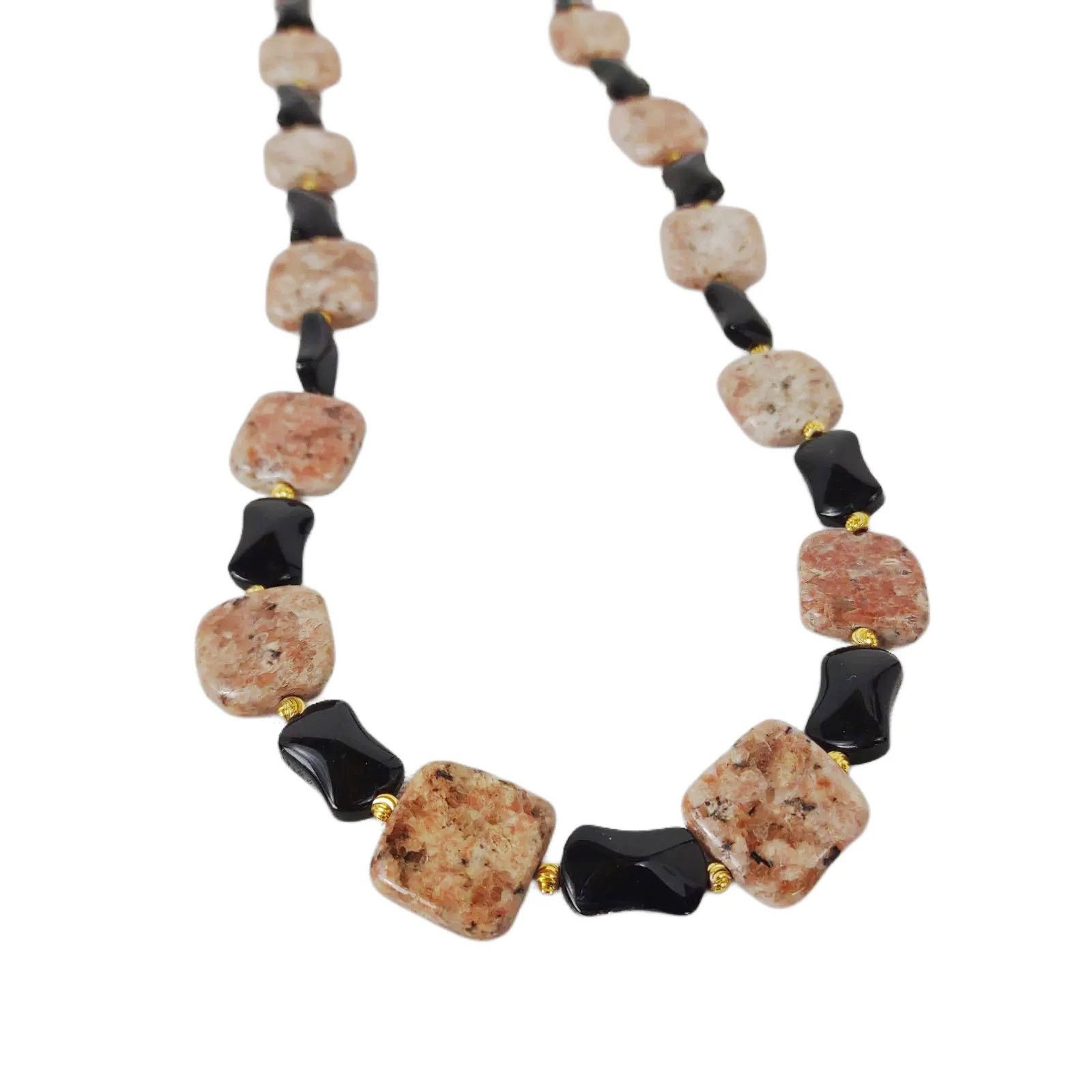 Vintage Speckled Jasper & Black Tourmaline Stone 22" Necklace Size ONE SIZE - 2 Thumbnail
