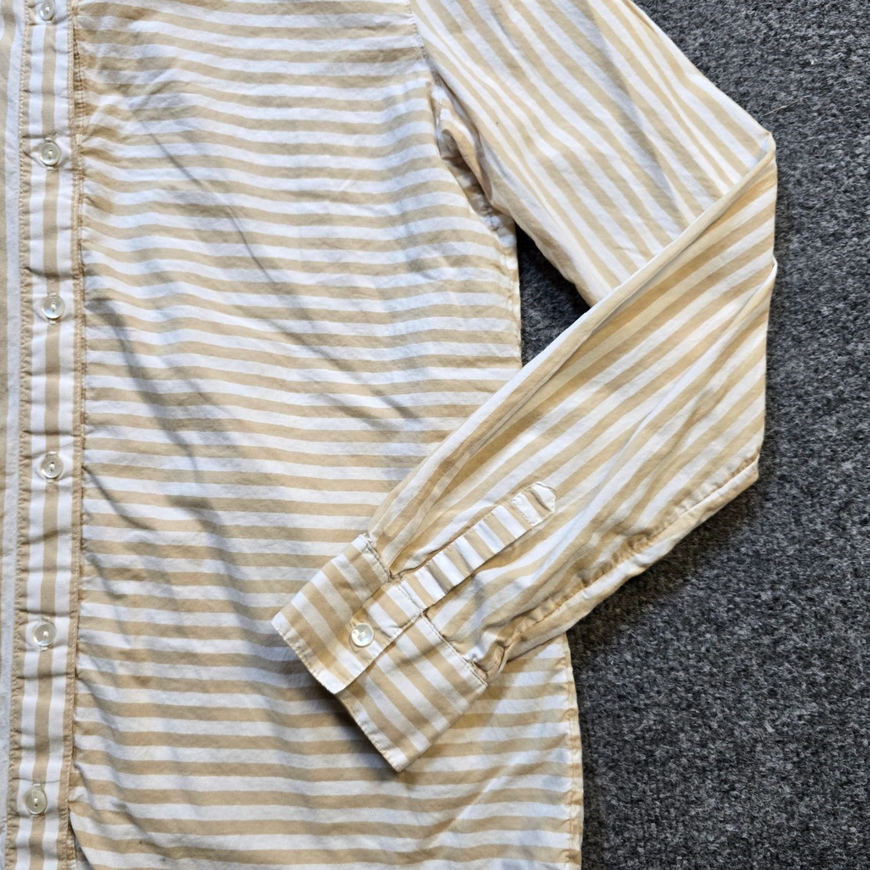 Vintage Sundance Blouse Shirt Womens Size S Beige White Striped Button Collar Knit 100% Cotton Casual Career Size S / US 4 / IT 40 - 4 Thumbnail