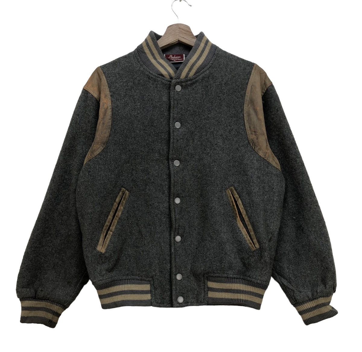 image of Varsity Jacket Vintage Bobson Sportwear Varsity Blank Jacket in Grey, Men's (Size Medium)