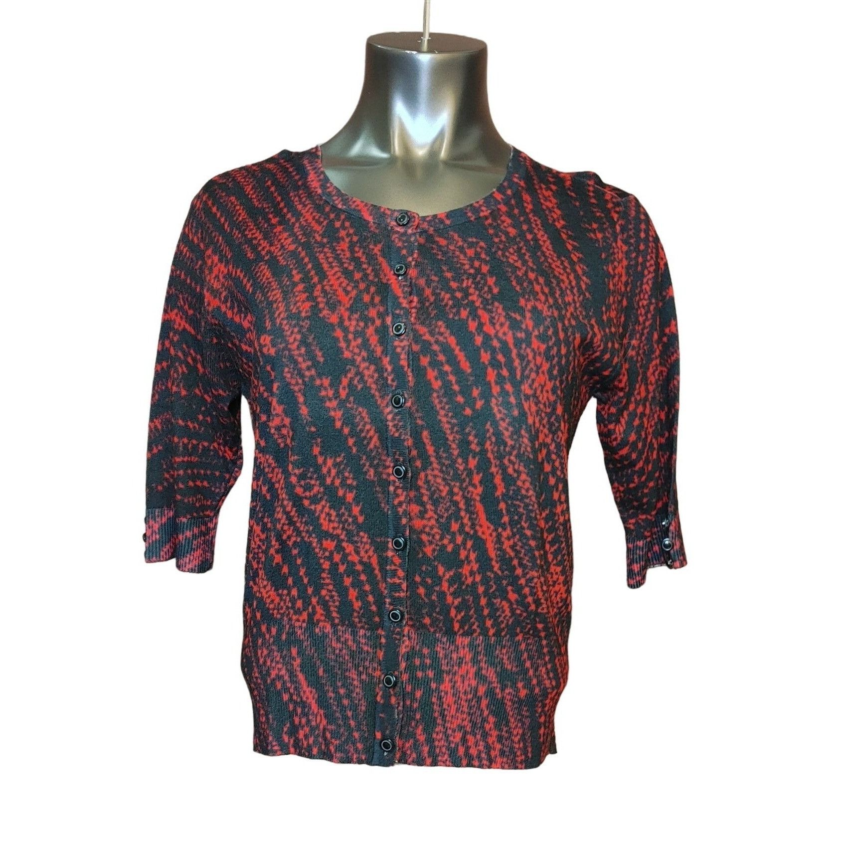 Other Audrey & Grace Blsck and Red 1/2 Sleeve Cardigan Size L Size L / US 10 / IT 46 - 1 Thumbnail