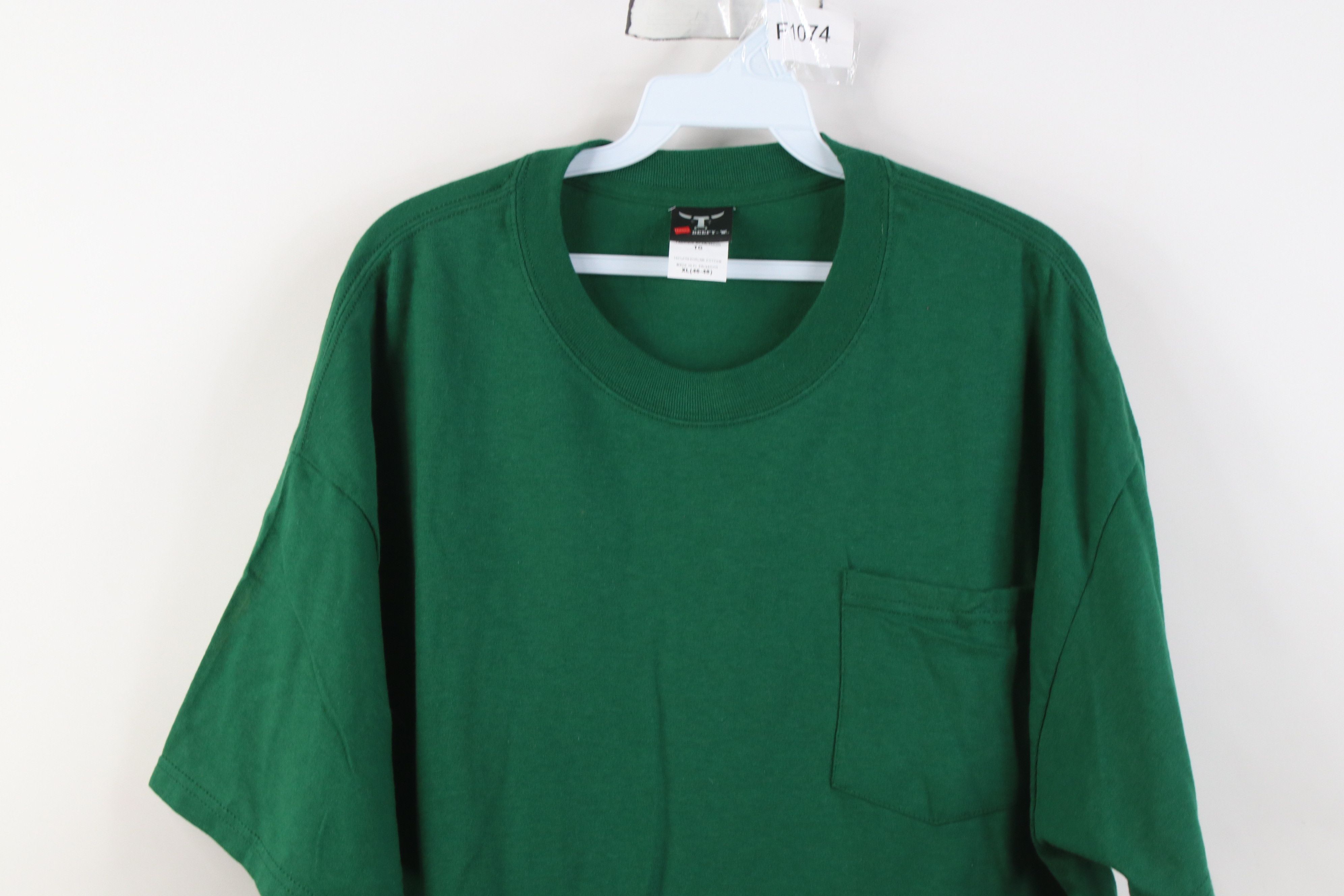 Hanes Deadstock Vintage Y2K Hanes Beefy Pocket T-Shirt Green Size US XL / EU 56 / 4 - 2 Thumbnail