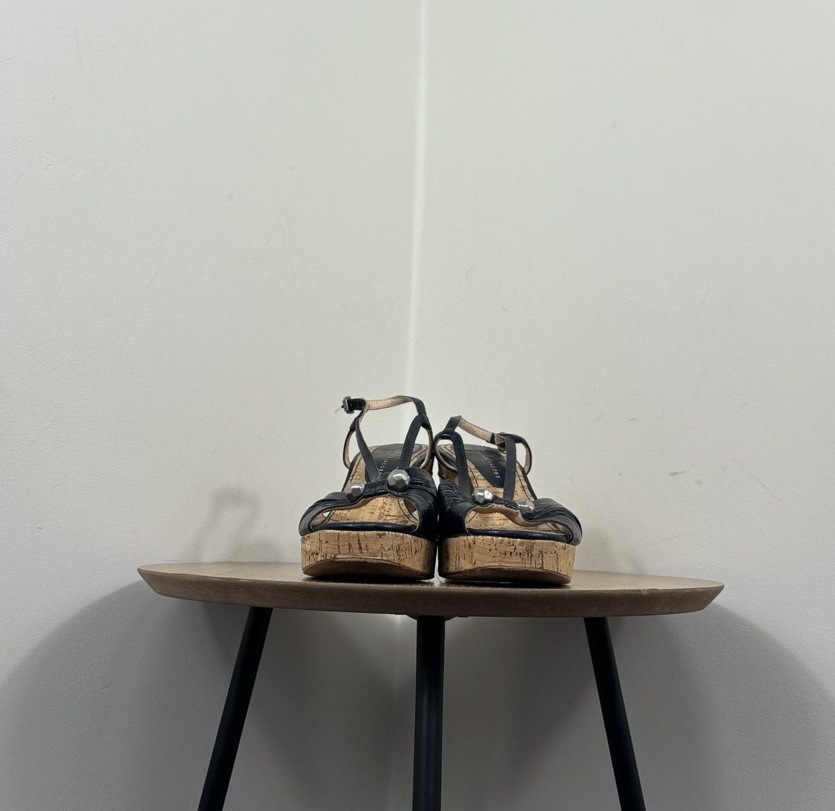 Marc by Marc Jacobs Marc By Marc Jacobs Navy Leather Cork Block Heel Sandals Size US 9.5 / IT 39.5 - 6 Thumbnail