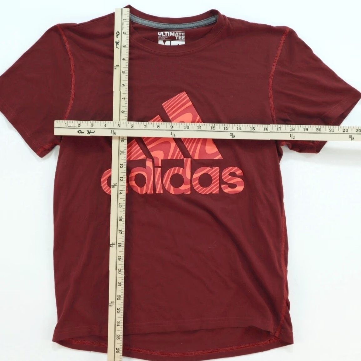 Adidas Adidas Wavy Logo Graphic T-Shirt Maroon Men's M Size US M / EU 48-50 / 2 - 2 Thumbnail