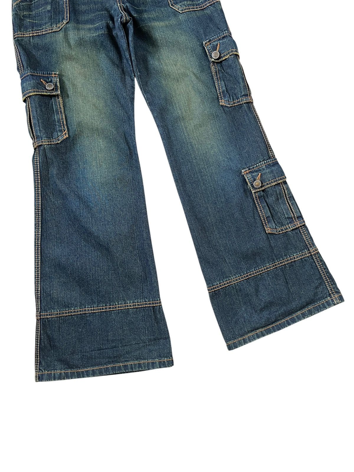 Japanese Brand Blue Moon Blue 🇯🇵 Low rise Flare Cargo Monkey Jeans Size US 32 / EU 48 - 5 Thumbnail