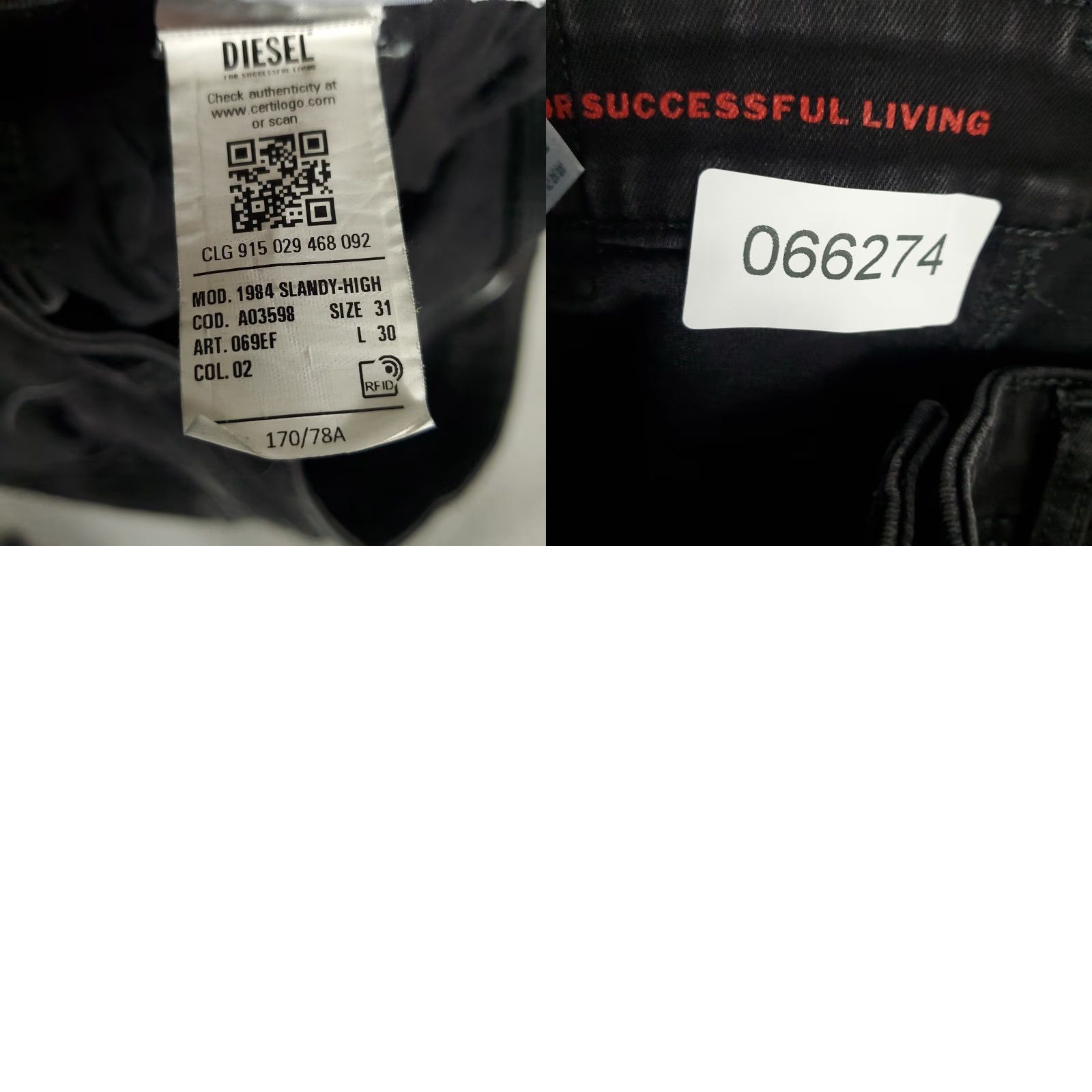 Diesel Diesel Jeans Womens Size 31 Black High Skinny denim Pants J zip button 5-Pocket Classic Modern American Logo Zipper Size 24" / US 00 / IT 34 - 9 Thumbnail