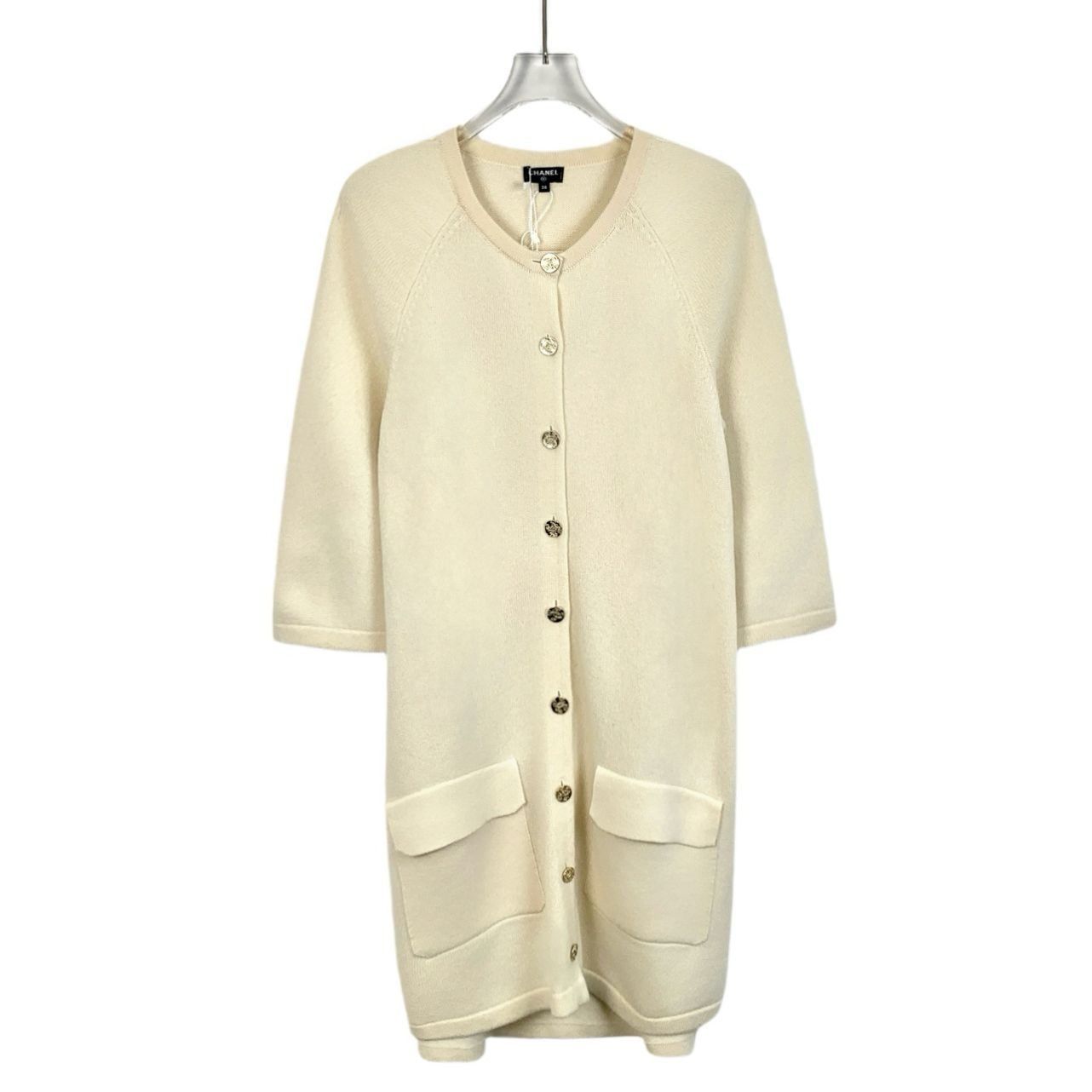 Chanel Chanel Beige Cashmere Single-Breasted Short-Sleeve Knit Dres Size XS / US 0-2 / IT 36-38 - 1 Thumbnail