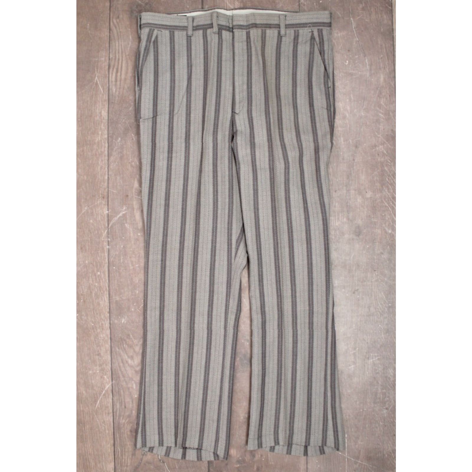 Vintage VINTAGE Mens VTG NOS 1960s Grey Striped Bootcut Pants Sz 38x30 60s Slacks Size US 38 / EU 54 - 2 Thumbnail