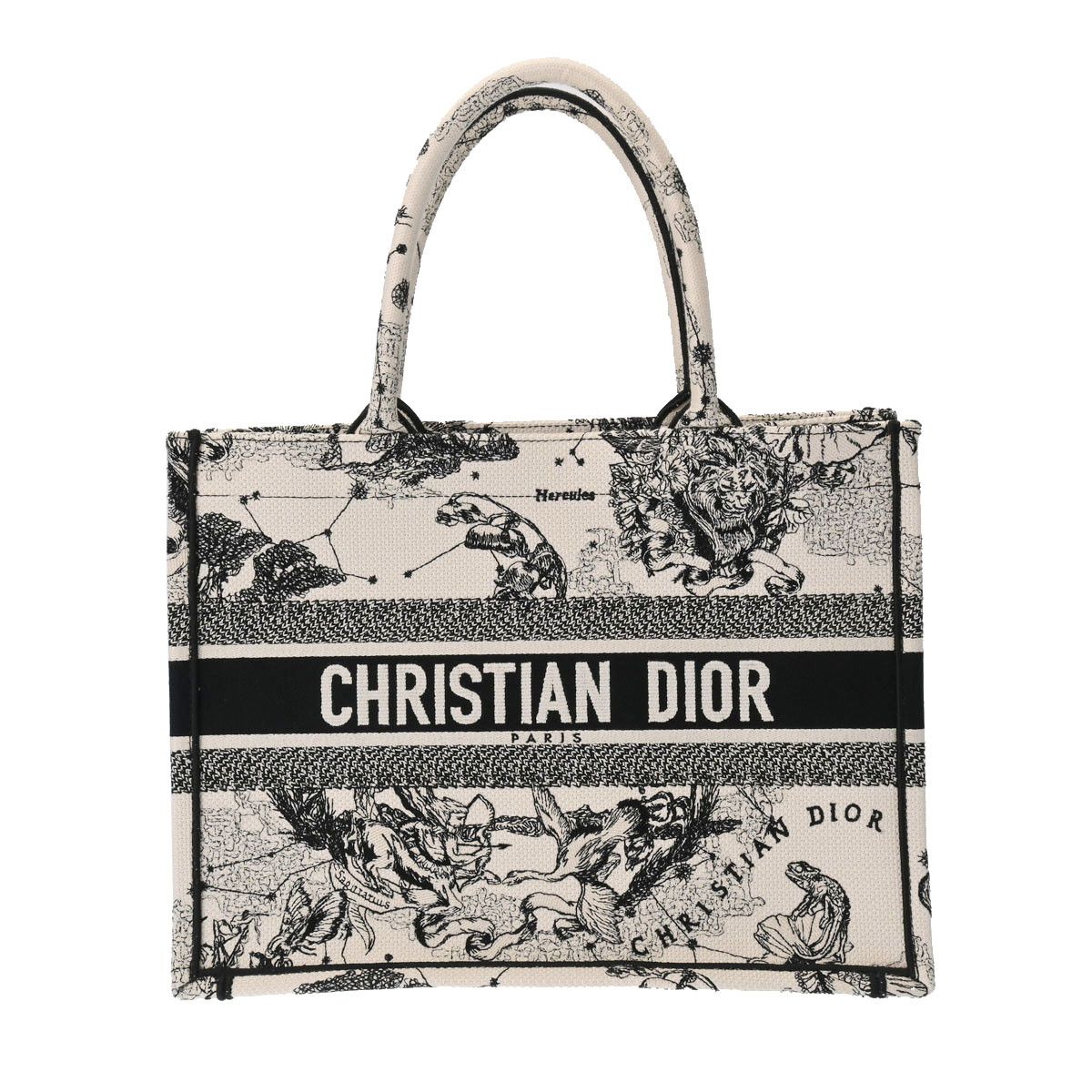 image of Christian Dior Book Medium Embroidered Handbag White/black, Women's