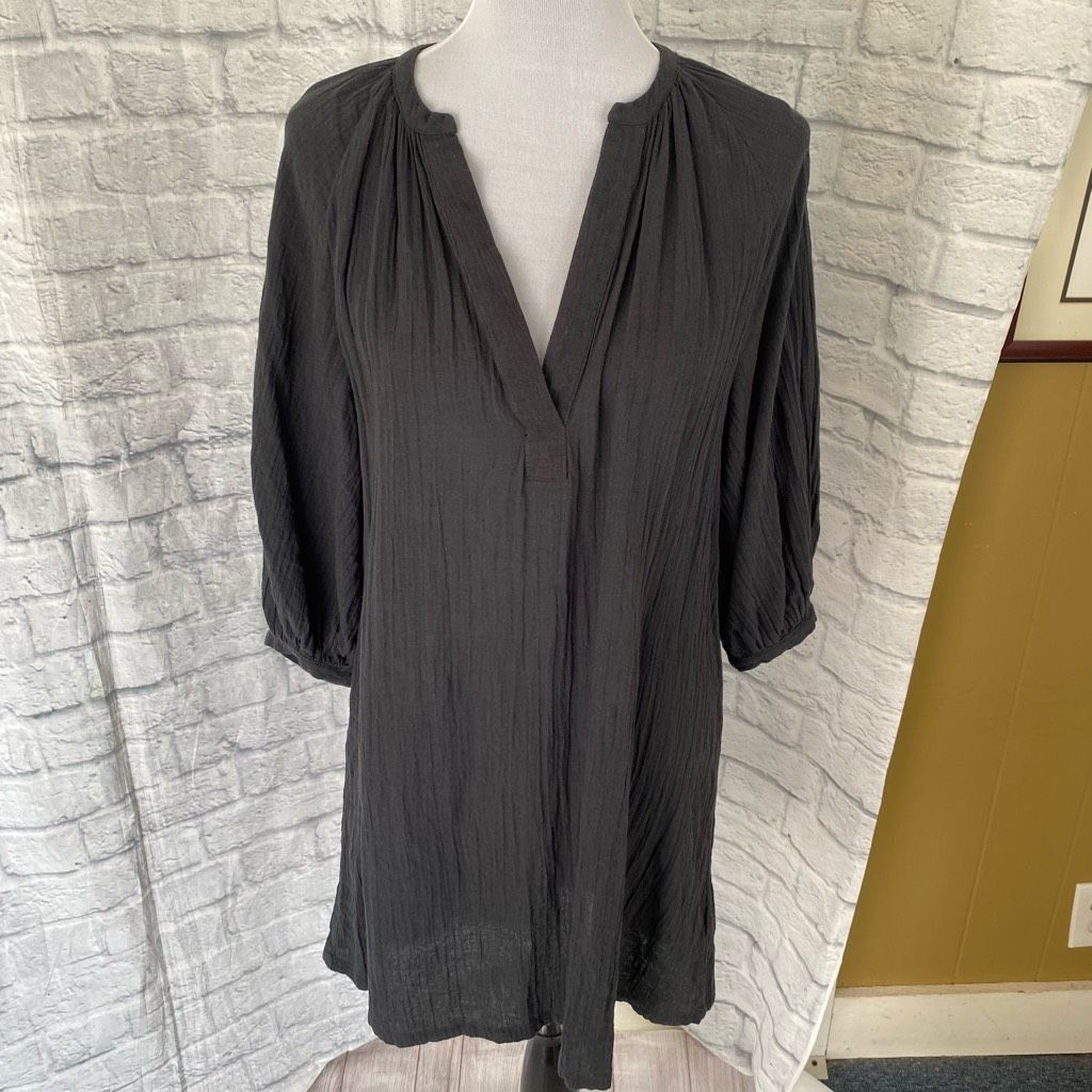 H&M H&M women XS v-cut Longsleeve ruched shift dress dark grey Size XS / US 0-2 / IT 36-38 - 1 Thumbnail