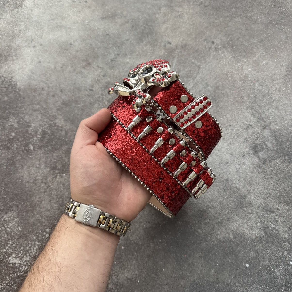 If Six Was Nine Amazing Y2K Rhinestones Skull BB Simon Style Belt Size ONE SIZE - 5 Thumbnail