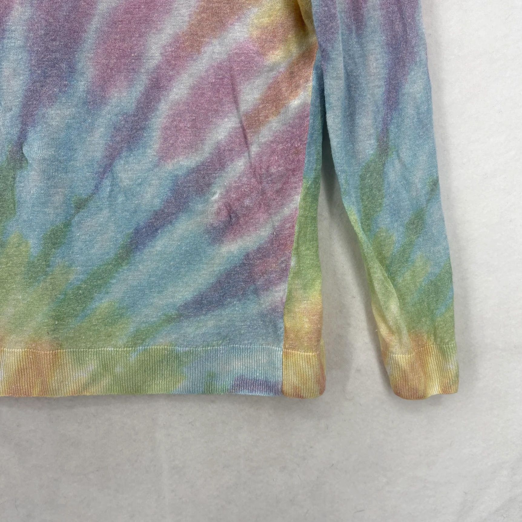 Talbots Talbots Sweater Womens Medium Multicolor Rainbow Tie Dye Linen Blend Scoop Neck Size M / US 6-8 / IT 42-44 - 3 Thumbnail