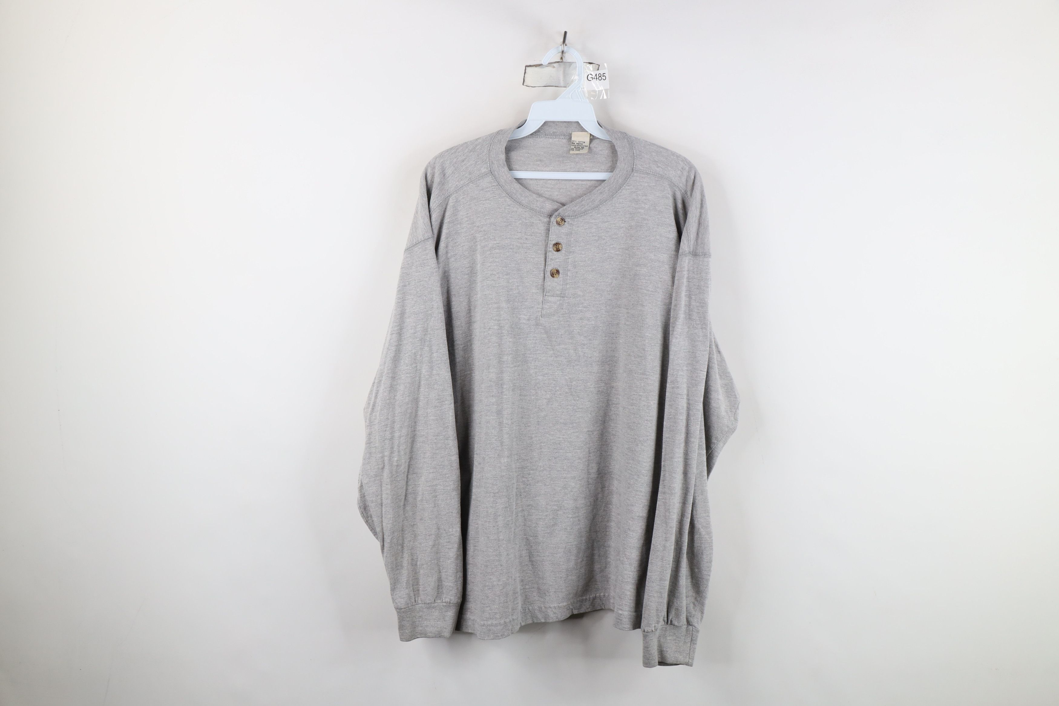Vintage Vintage 90s Streetwear Long Sleeve Henley T-Shirt Gray Size US XL / EU 56 / 4 - 1 Thumbnail