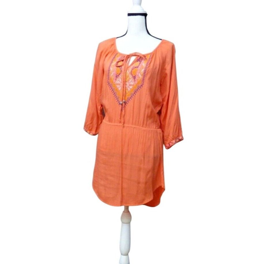 Other Angie Junior’s Elasticized Waist ¾ Sleeve tunic dress, Salmo Size ONE SIZE - 1 Thumbnail