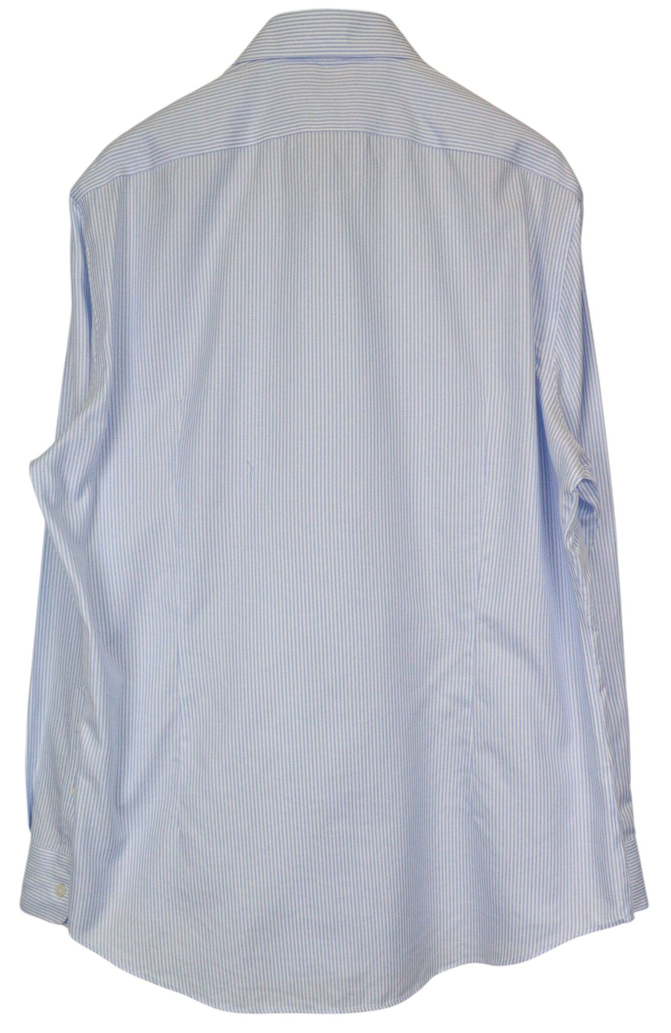 Suitsupply 46/18 Extra Slim Blue Cotton Striped Shirt 79173 Size 46R - 8 Thumbnail