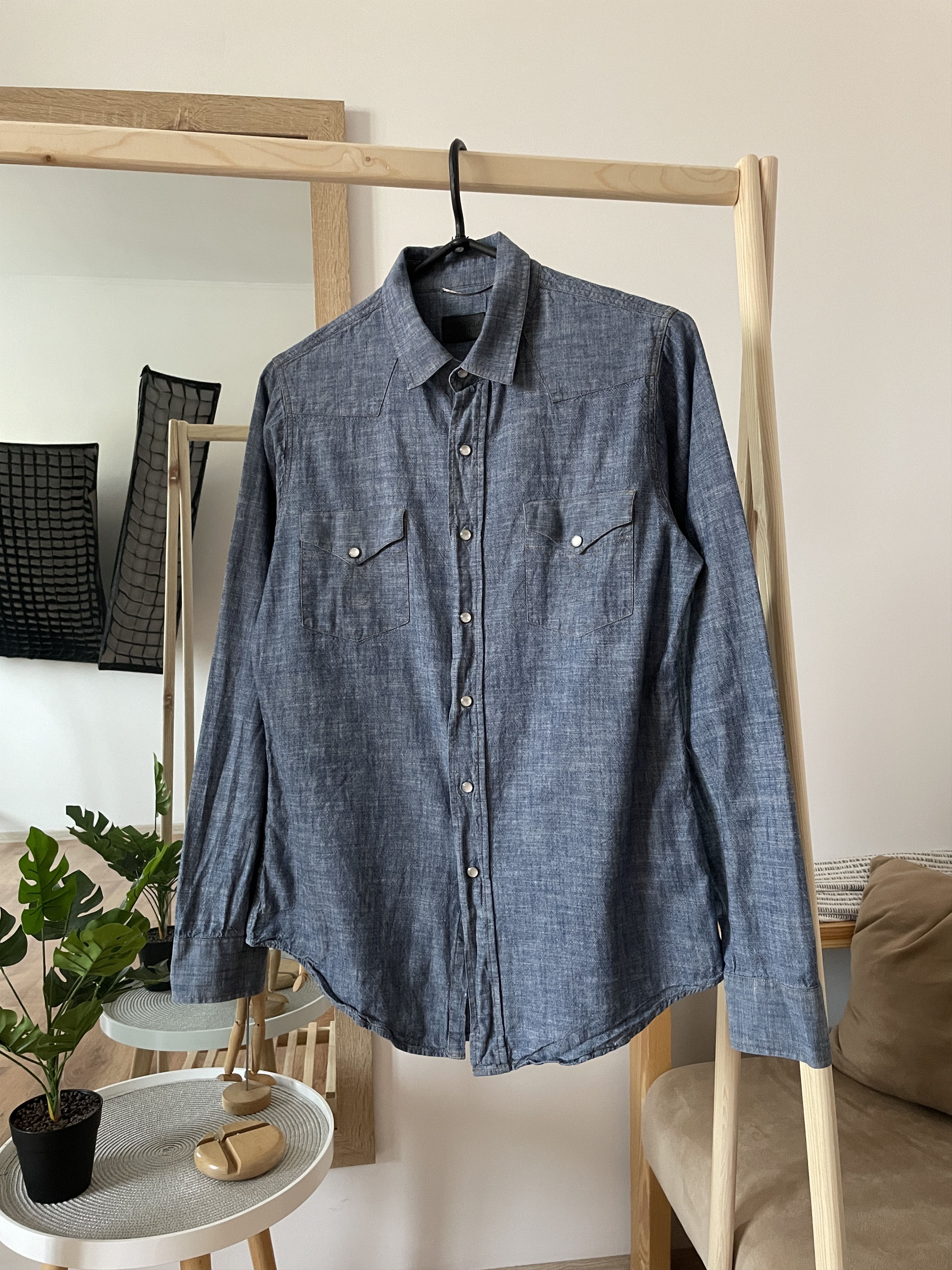 image of Saint Laurent Paris Ss 14 Sample Chambray Western Shirt in Blue, Men's (Size Small)