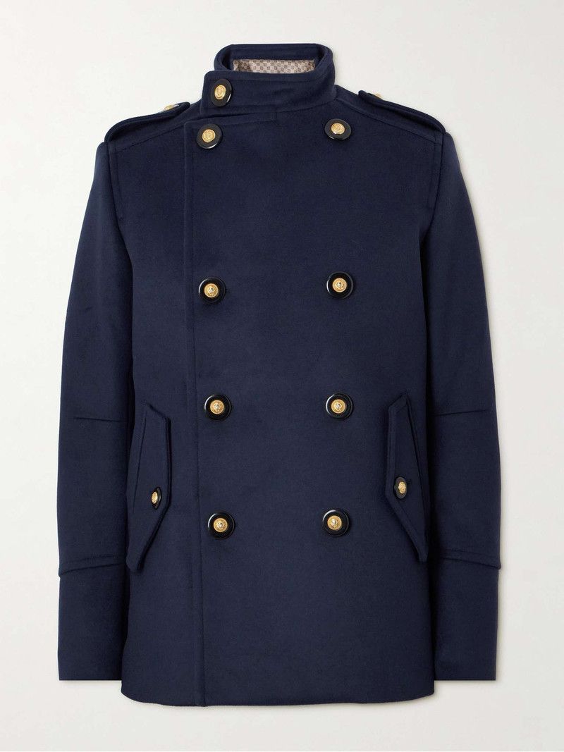 Balmain o1y0426 Wool Coat in Midnight Blue Size US M / EU 48-50 / 2 - 1 Thumbnail