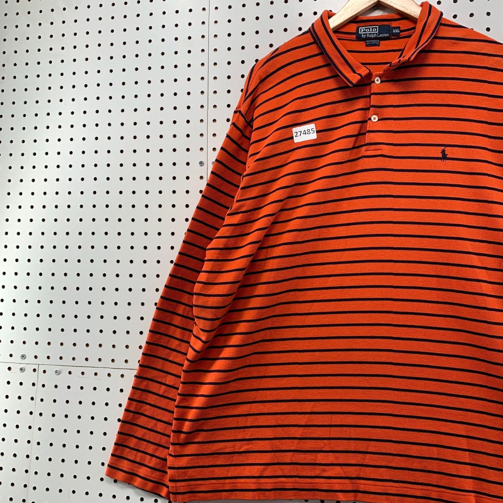 Polo Ralph Lauren VINTAGE Polo Ralph Lauren Shirt Striped Collared 2XL Orange Black Mens 26.5x31 Polo Shirt Size US XXL / EU 58 / 5 - 4 Thumbnail
