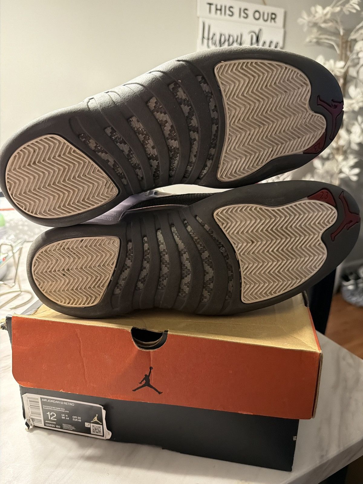 Jordan Brand Jordan 12 Retro White Dark Grey Size US 12 / EU 45 - 5 Thumbnail