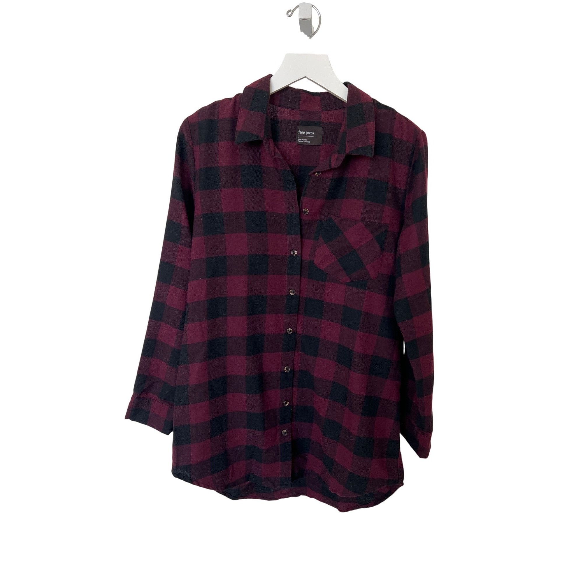 Other Free Press Merlot & Black Buffalo Check Flannel Shirt Size S / US 4 / IT 40 - 1 Thumbnail