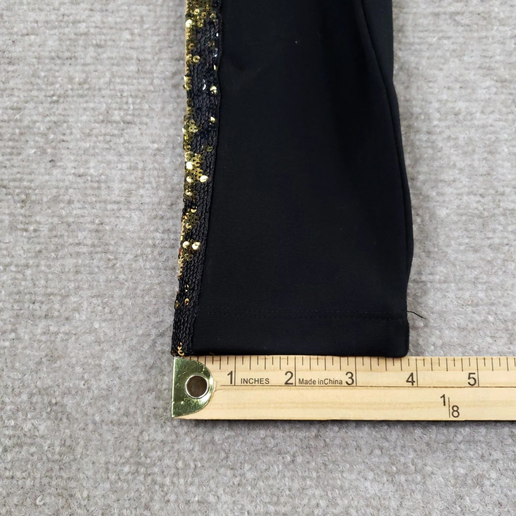 Vintage Lysse Leggings Womens Small Black High Rise Sequin Side Stripe Ankle Stretch Size 28" / US 6 / IT 42 - 4 Thumbnail