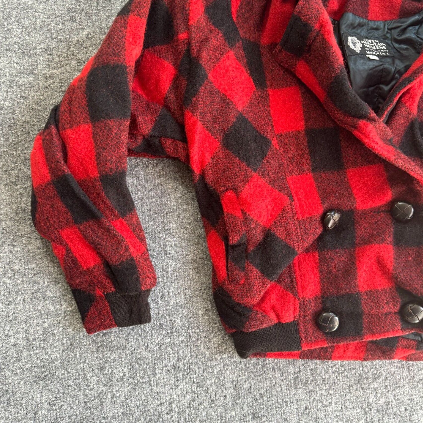 VINTAGE Harmony Wool Pea Coat Jacket Womens Large Red Buffalo