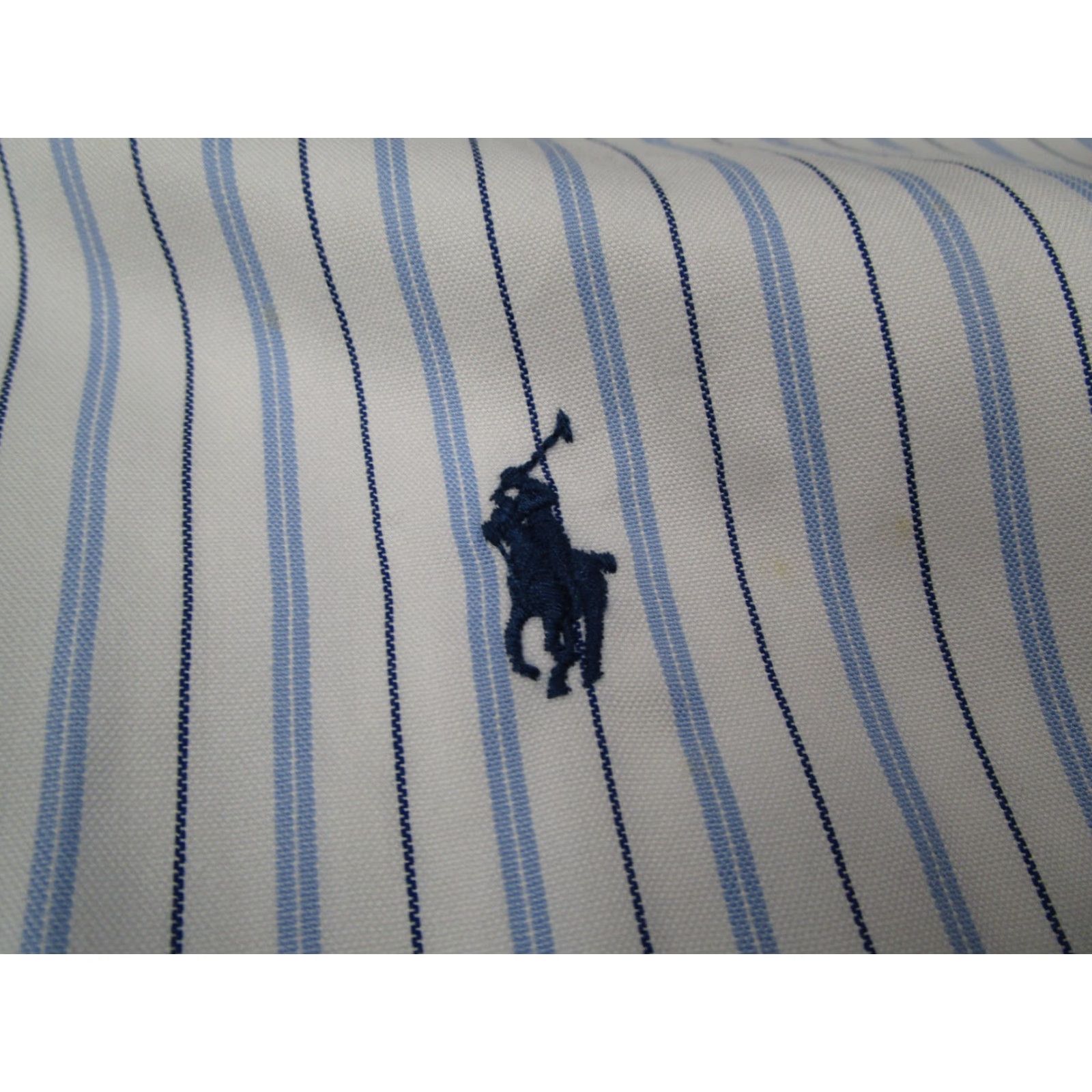 Ralph Lauren VINTAGE Ralph Lauren Dress Shirt Men 17.5 44 Blue White Striped Long Sleeve Button Down Business Casual Classic Size 44R - 2 Thumbnail