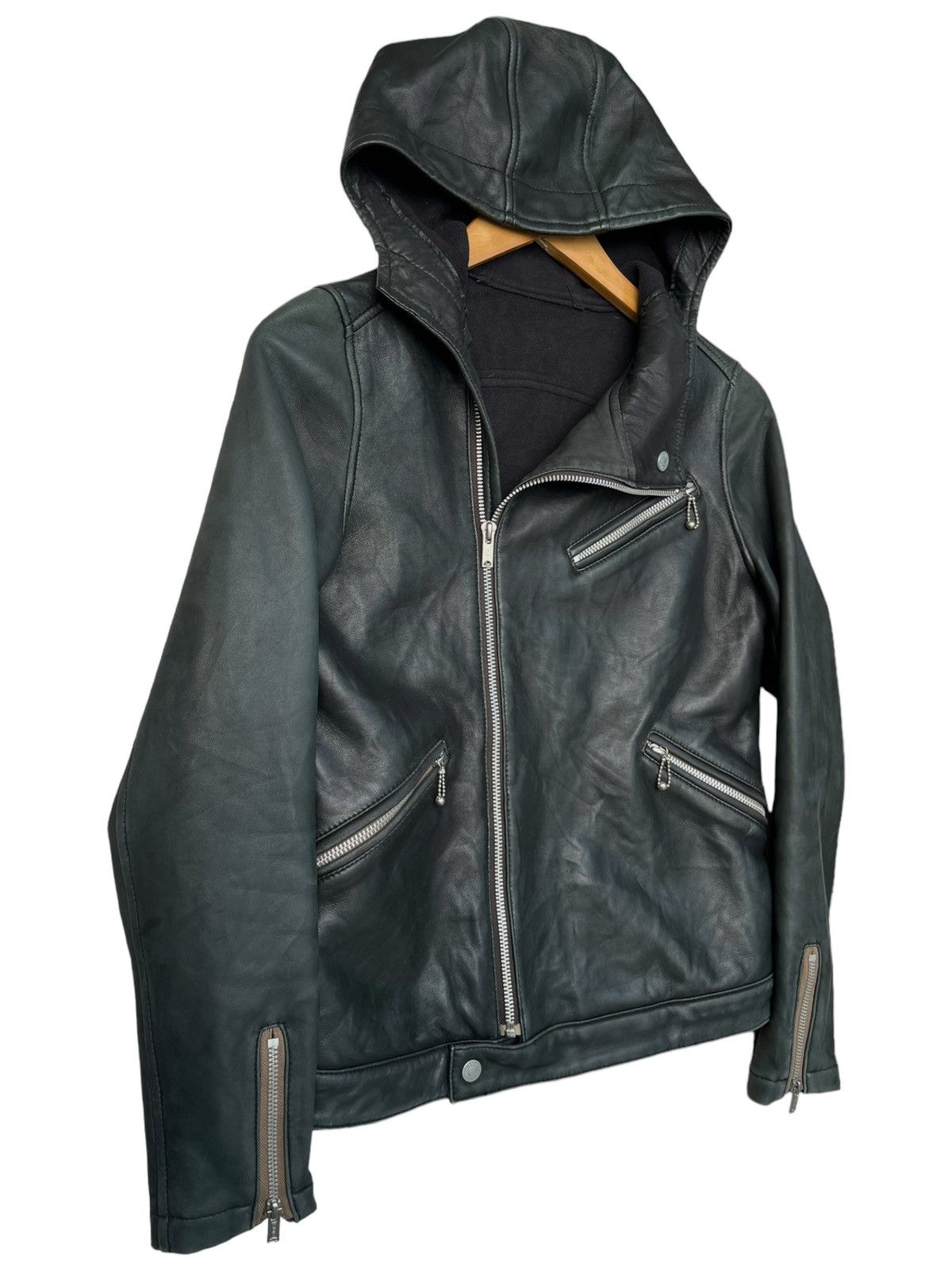 Hysteric Glamour Leather Jacket Multi Zip Perfecto Hoodie