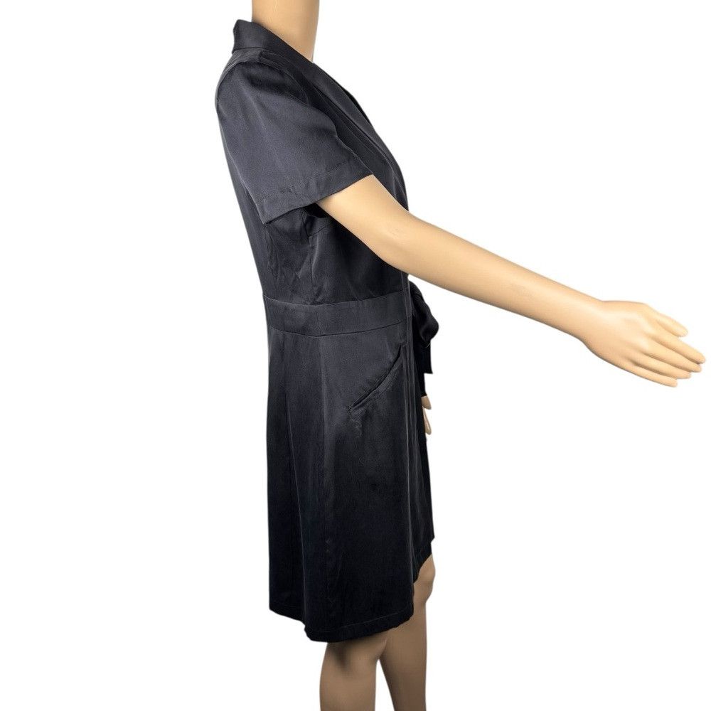 Baldwin Baldwin 100% Silk Black Short Sleeve Wrap Dress Size M Size M / US 6-8 / IT 42-44 - 3 Thumbnail